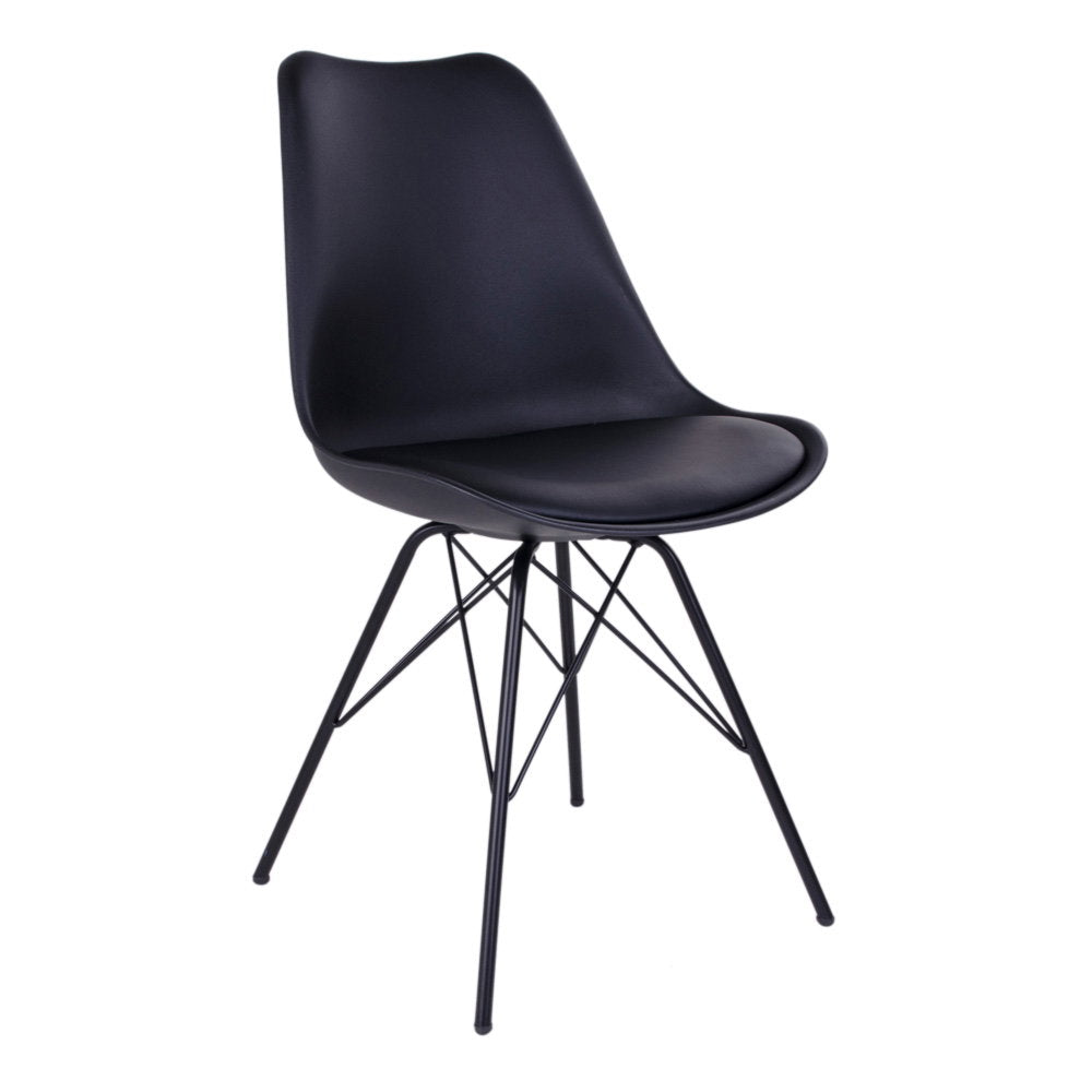 OSLO DINING CHAIR PU ZWART | ZWARTE POTEN (SET VAN 2)