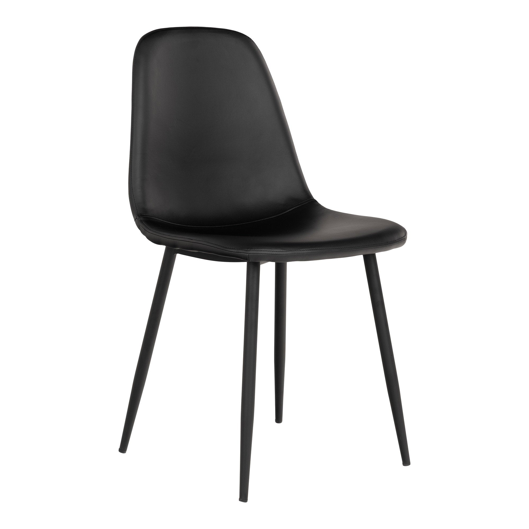 STOCKHOLM ESSZIMMERSTUHL PU-LEDER SCHWARZ | SCHWARZE BEINE (2ER-SET)