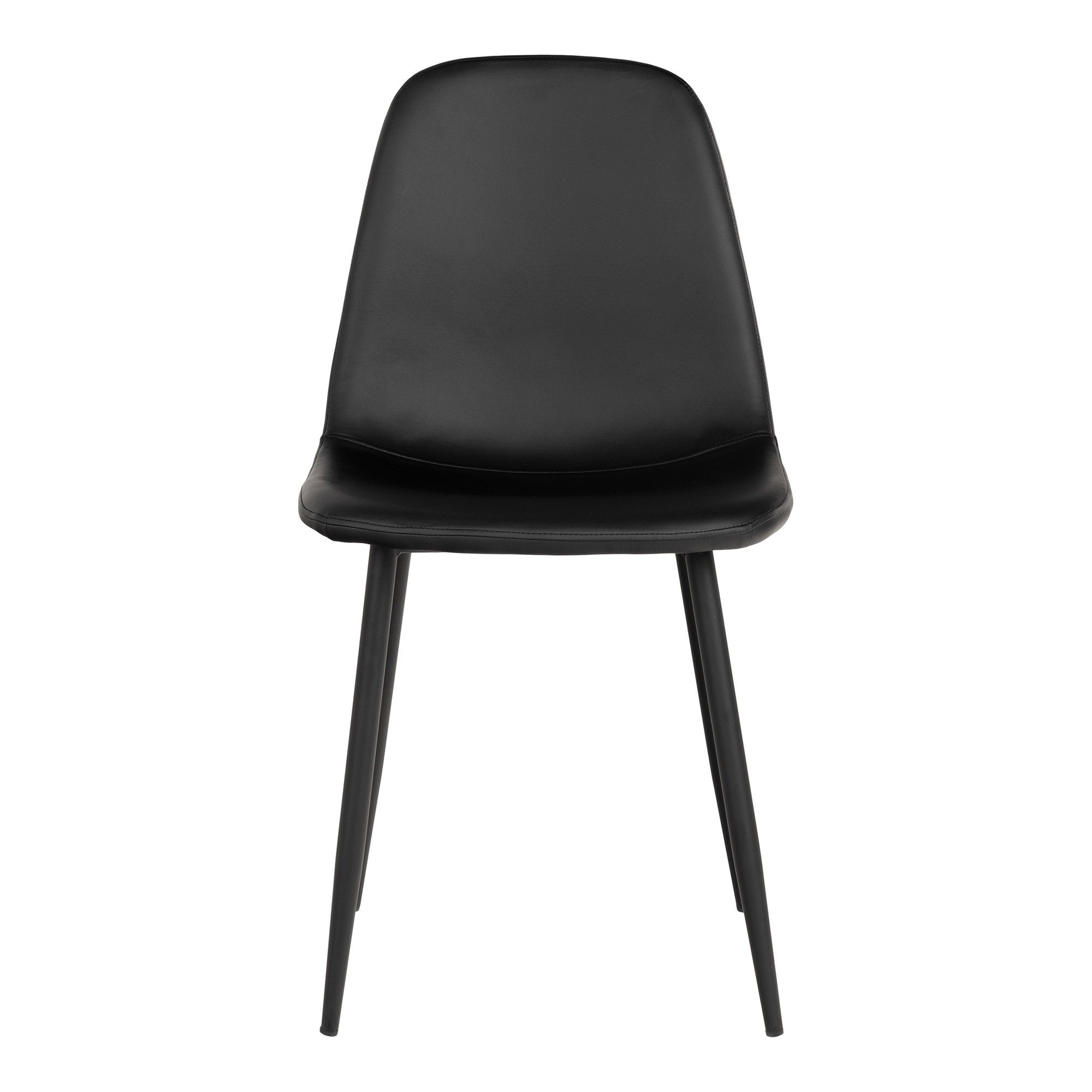 STOCKHOLM ESSZIMMERSTUHL PU-LEDER SCHWARZ | SCHWARZE BEINE (2ER-SET)