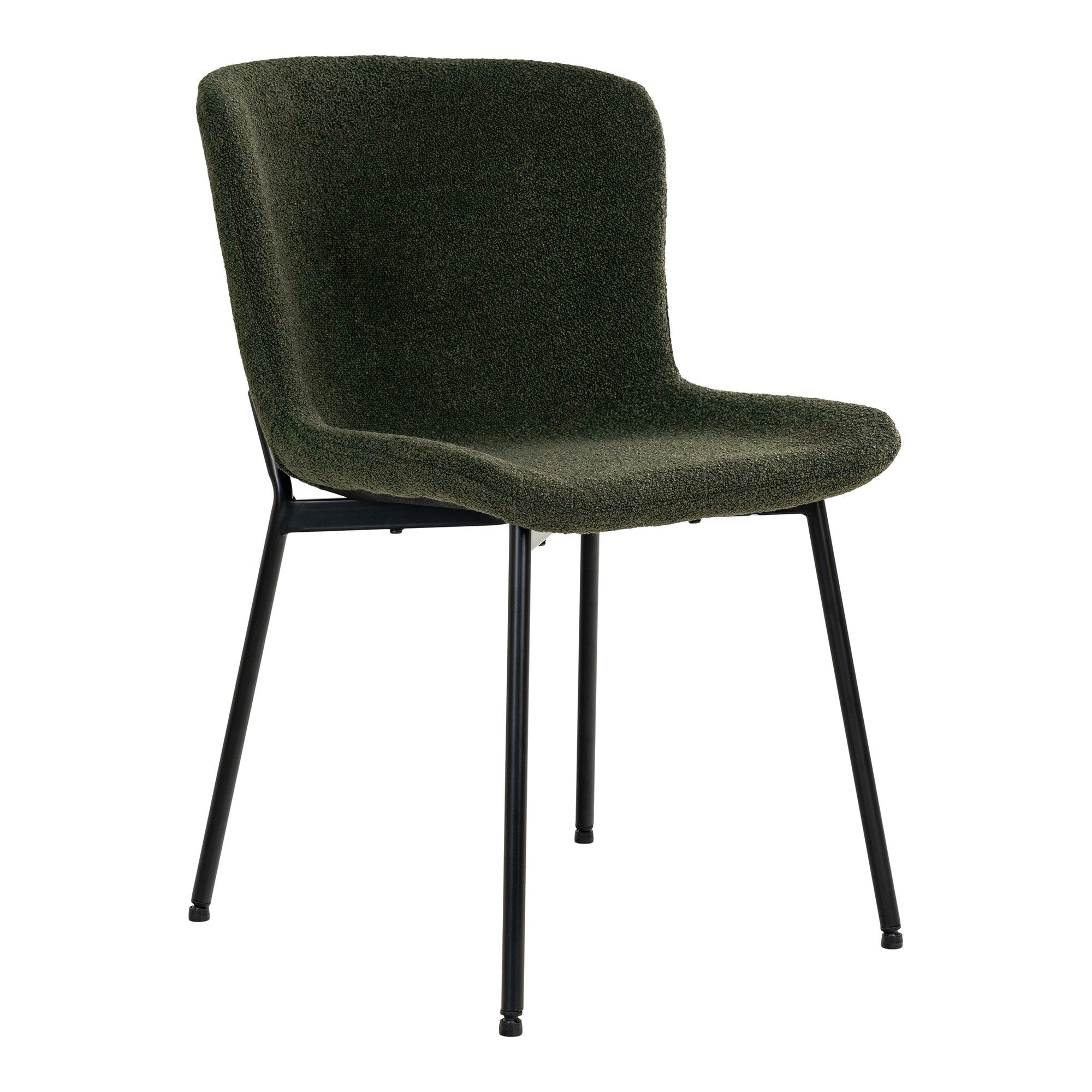 MACEDA ESSELSTUHL BOUCLÉ DUNKELGRÜN | SCHWARZE BEINE (2ER-SET)