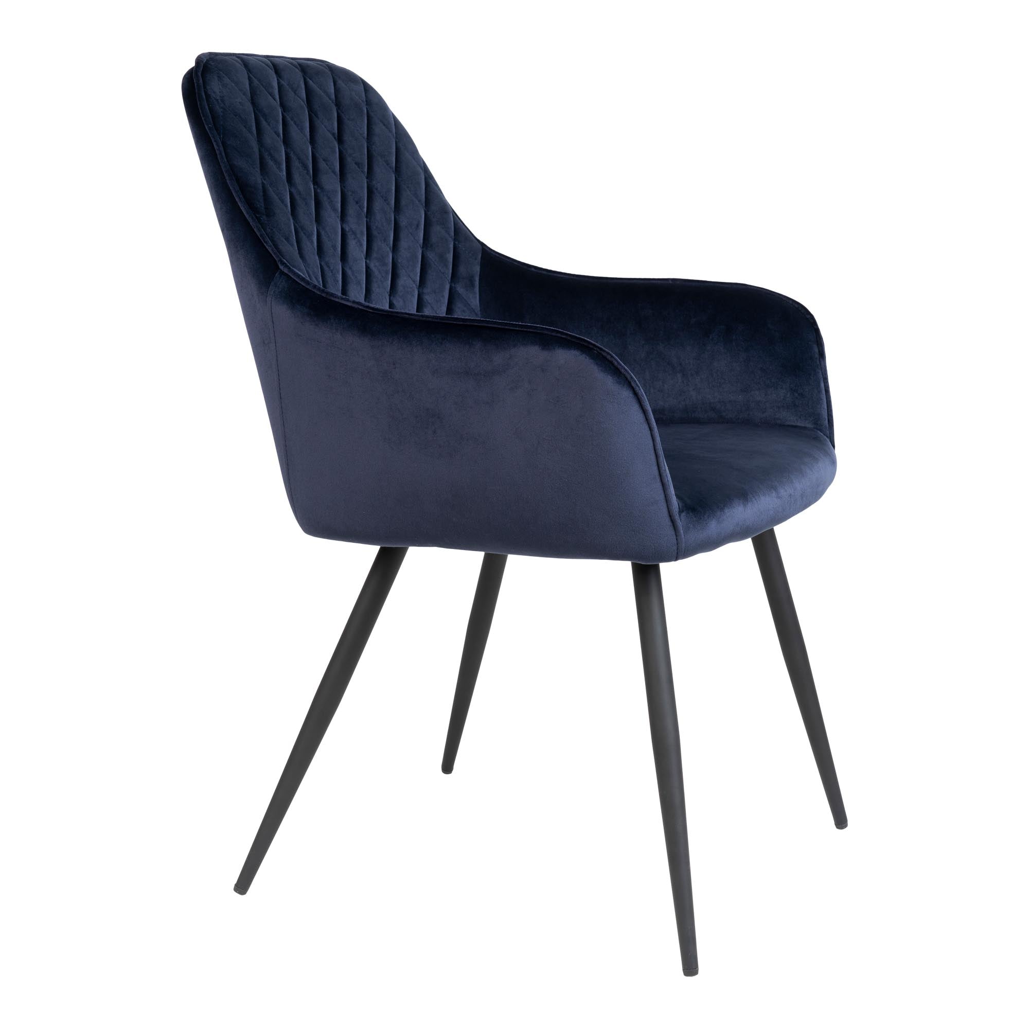 HARBO DINING CHAIR SAMT BLAU | SCHWARZE BEINE (2ER-SET)