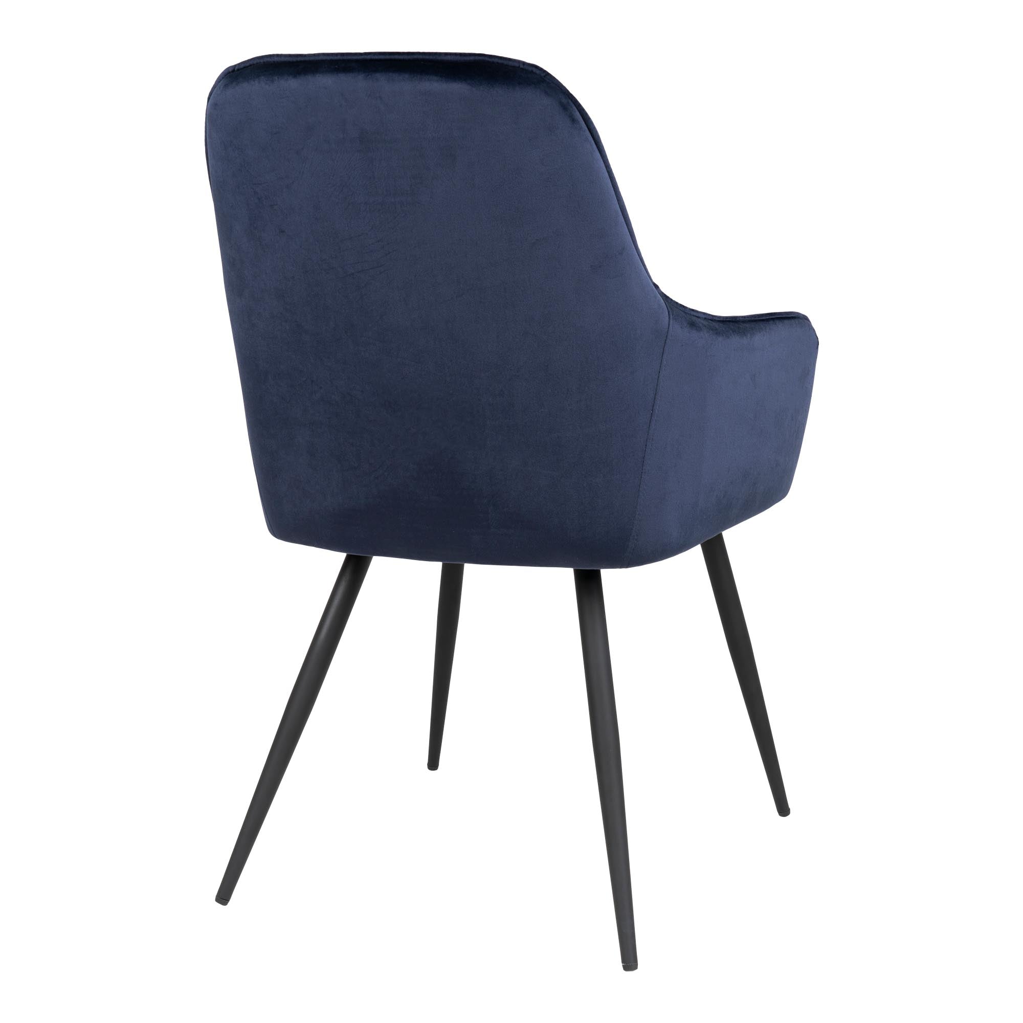 HARBO DINING CHAIR SAMT BLAU | SCHWARZE BEINE (2ER-SET)