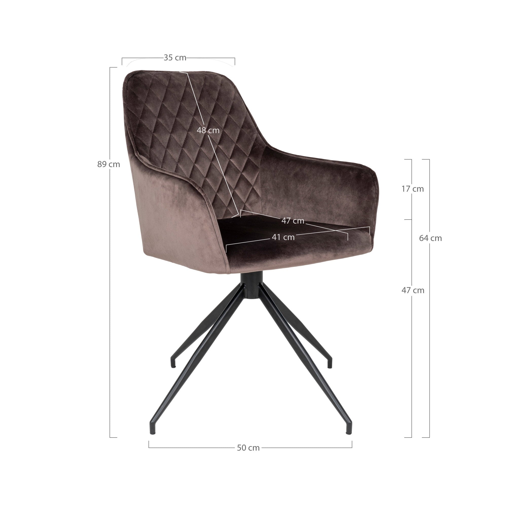 HARBO DINING CHAIR DREHBAR VELVET MUSHROOM | SCHWARZE BEINE