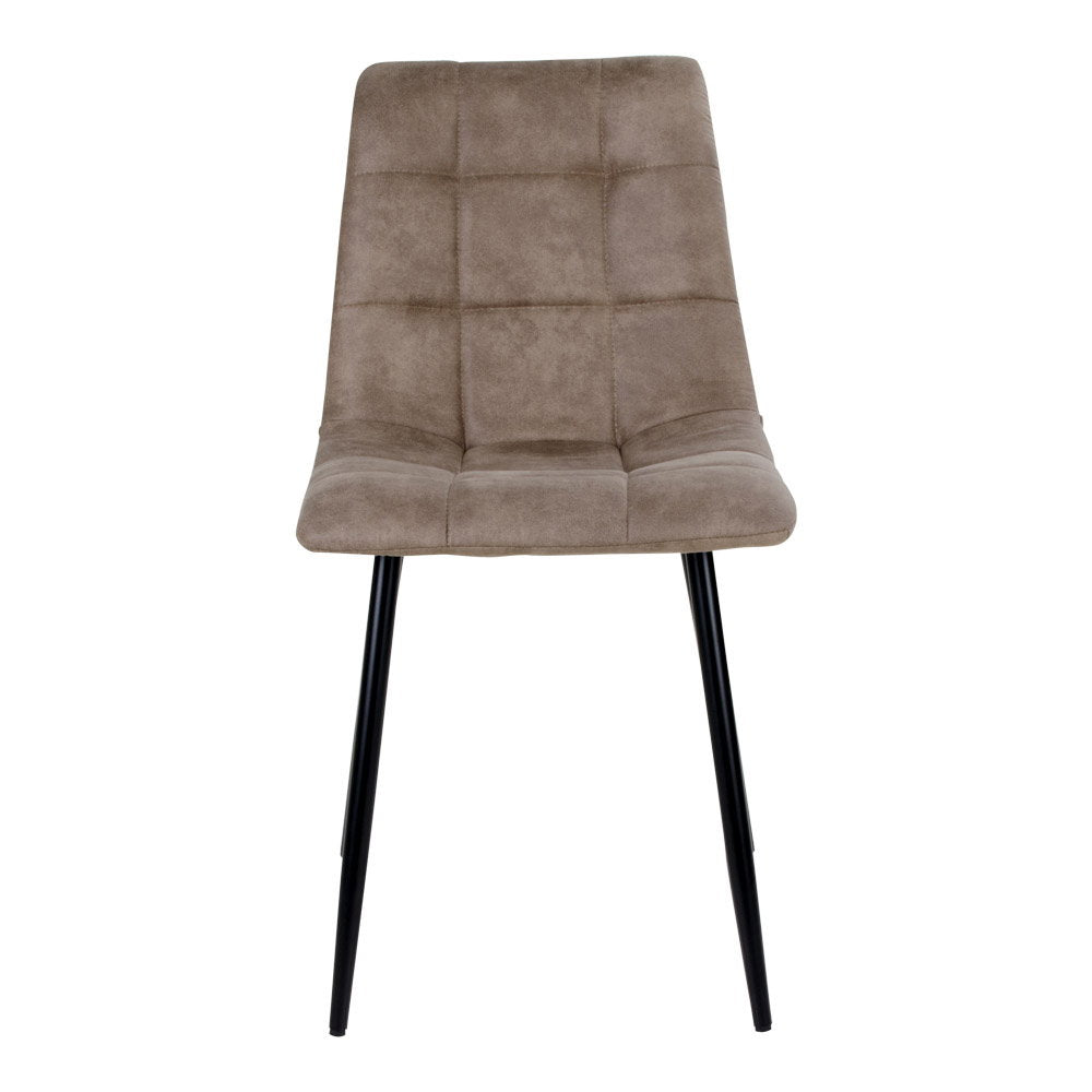 MIDDELFART DINING CHAIR MICROFIBER LICHTBRUIN | ZWARTE POTEN (SET VAN 2)