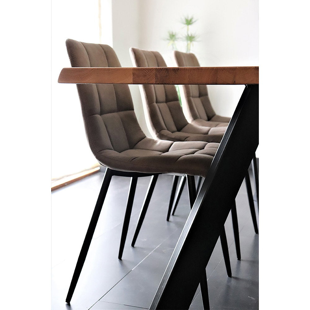 MIDDELFART ESSZIMMERSTUHL MIKROFASER HELLBRAUN | SCHWARZE BEINE (2ER-SET)