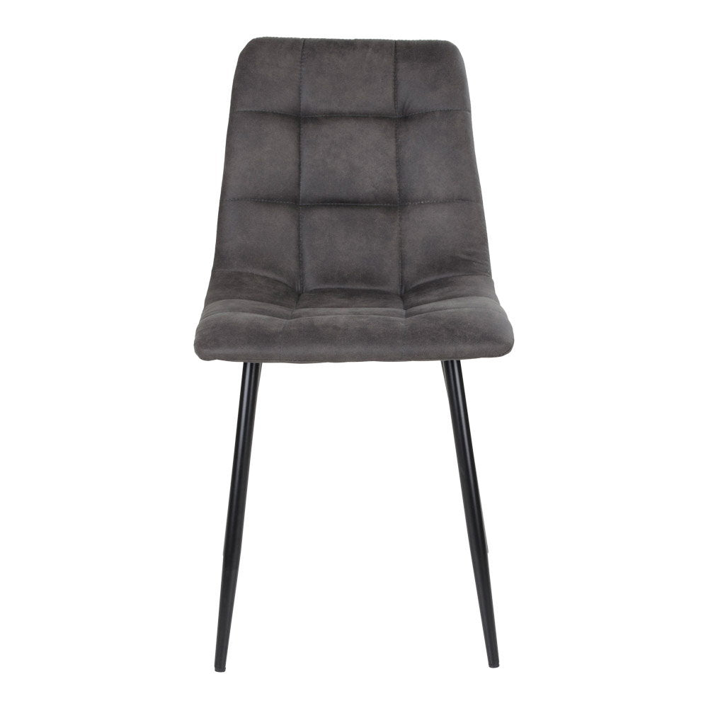 MIDDELFART DINING CHAIR MICROFIBER DONKERGRIJS | ZWARTE POTEN (SET VAN 2)
