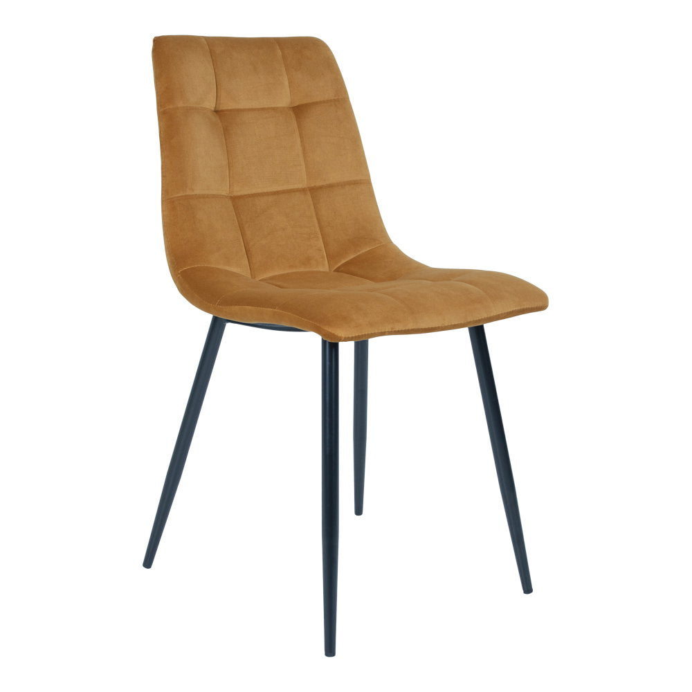 Middelfart Dining Chair - Esszimmerstuhl, Samt, Senfgelb, schwarze Beine HN1004 (2er Set)