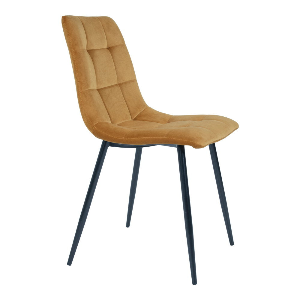 Middelfart Dining Chair - Esszimmerstuhl, Samt, Senfgelb, schwarze Beine HN1004 (2er Set)