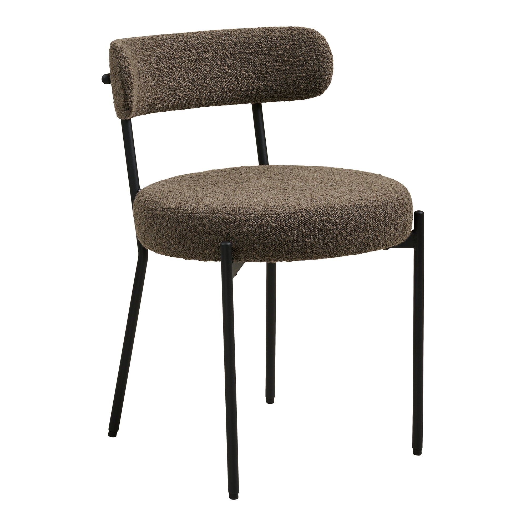 BADALONA ESSZIMMERSTUHL BOUCLÉ BRAUN | SCHWARZE BEINE (2ER-SET)