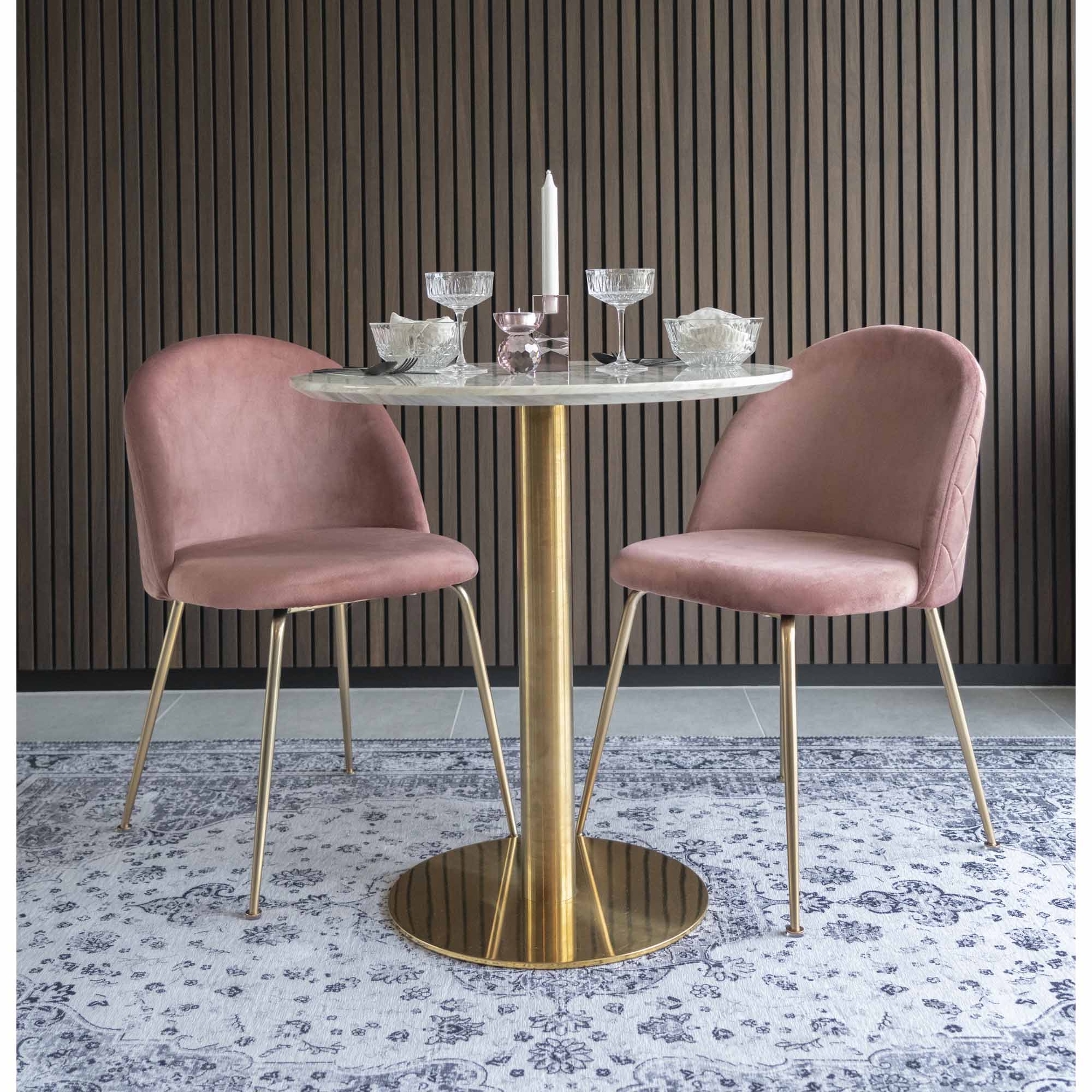 GENEVE DINING CHAIR VELVET ROZE | MESSING LOOK POTEN (SET VAN 2)
