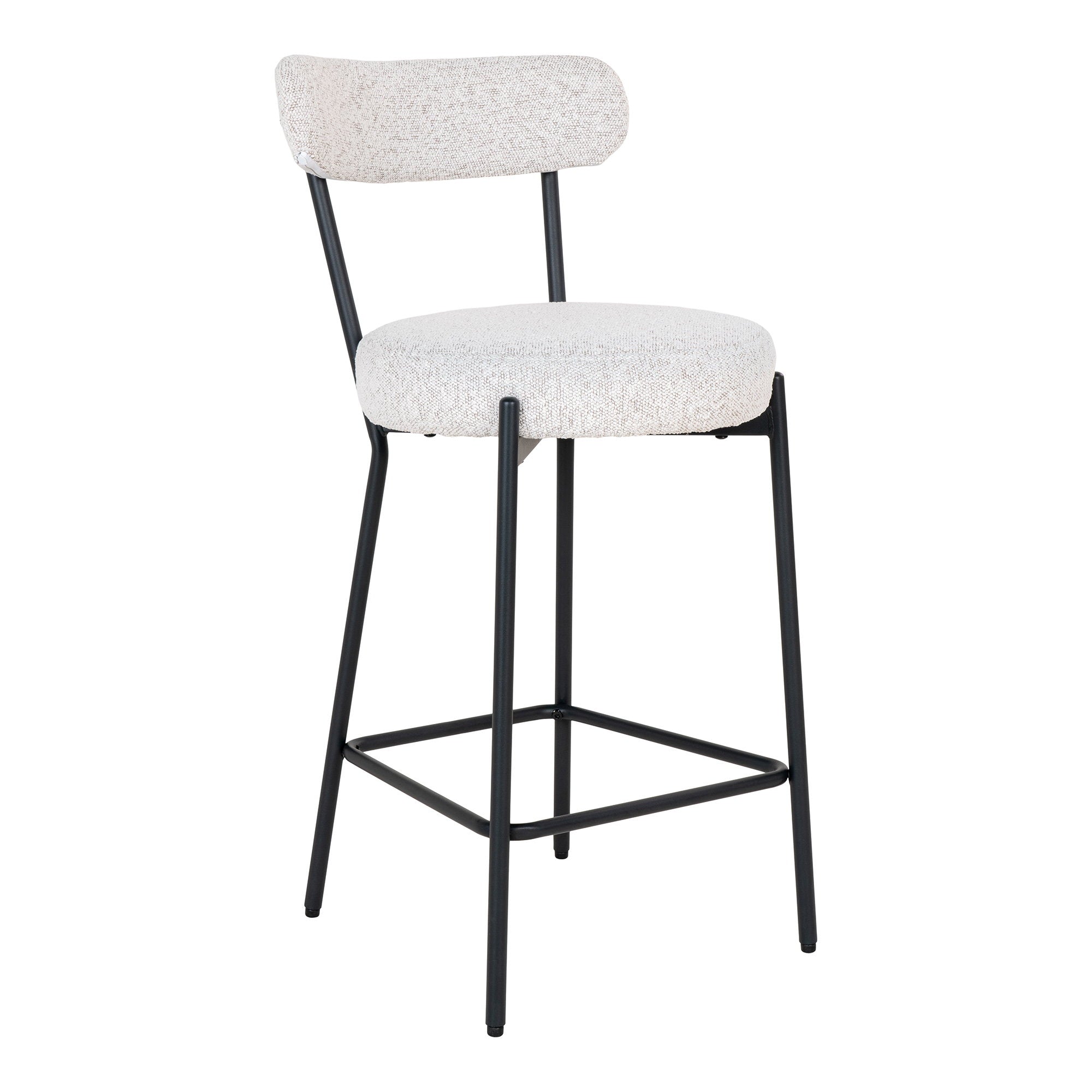 BADALONA COUNTER CHAIR BOUCLÉ WIT | ZWARTE POTEN
