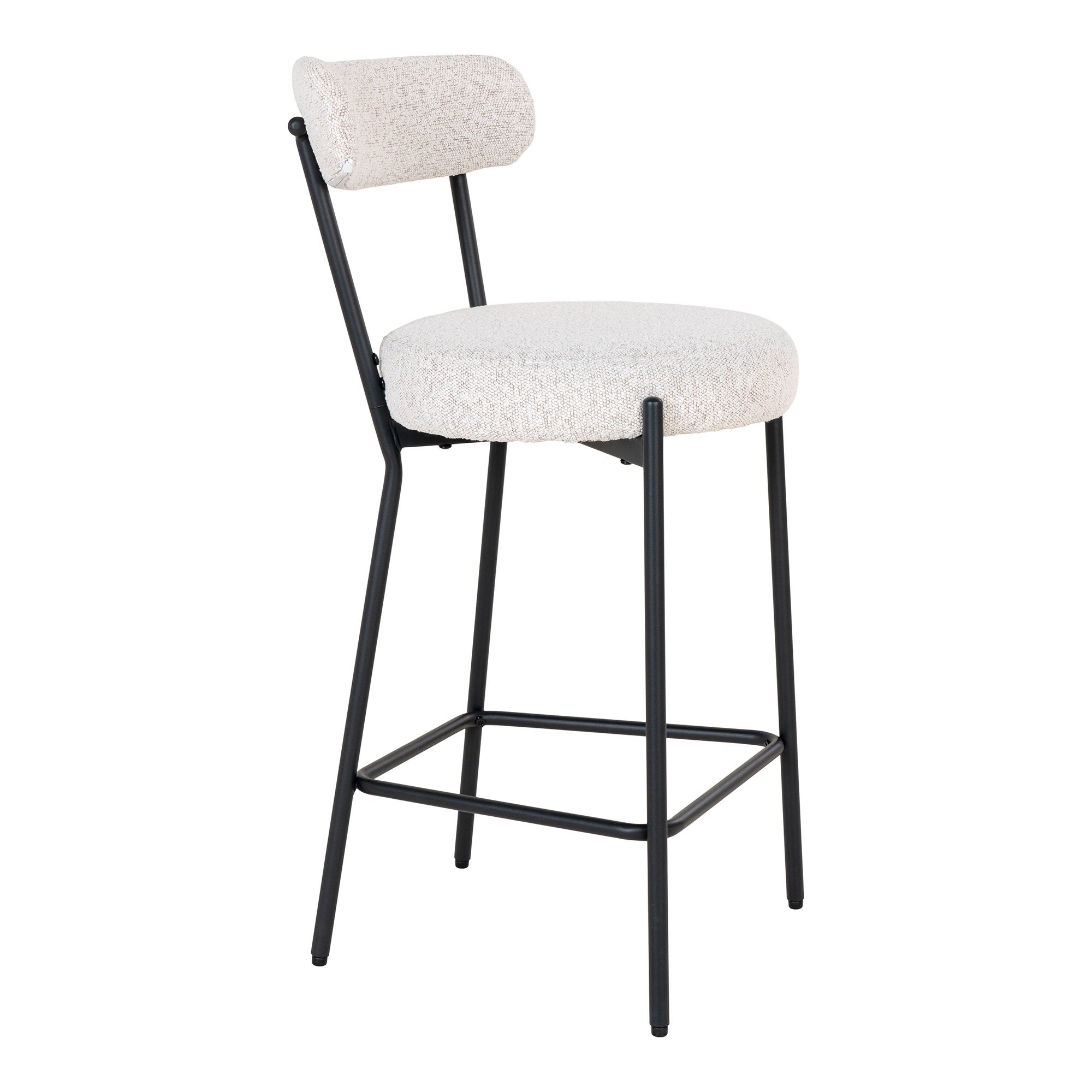 BADALONA COUNTER CHAIR BOUCLÉ WIT | ZWARTE POTEN