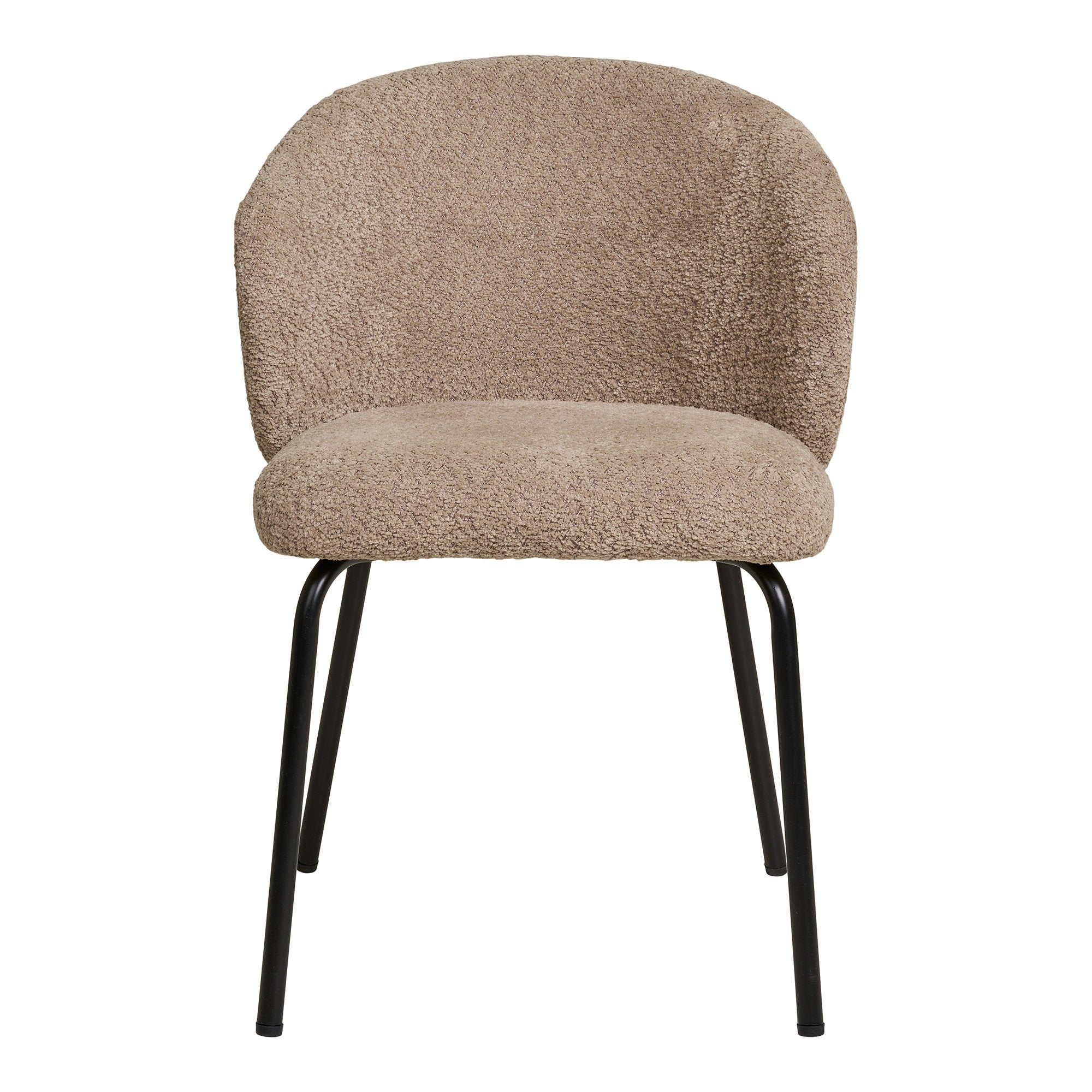 SAFIRA ESSTISCHSTUHL BOUCLÉ BEIGE | SCHWARZE BEINE (2ER-SET)