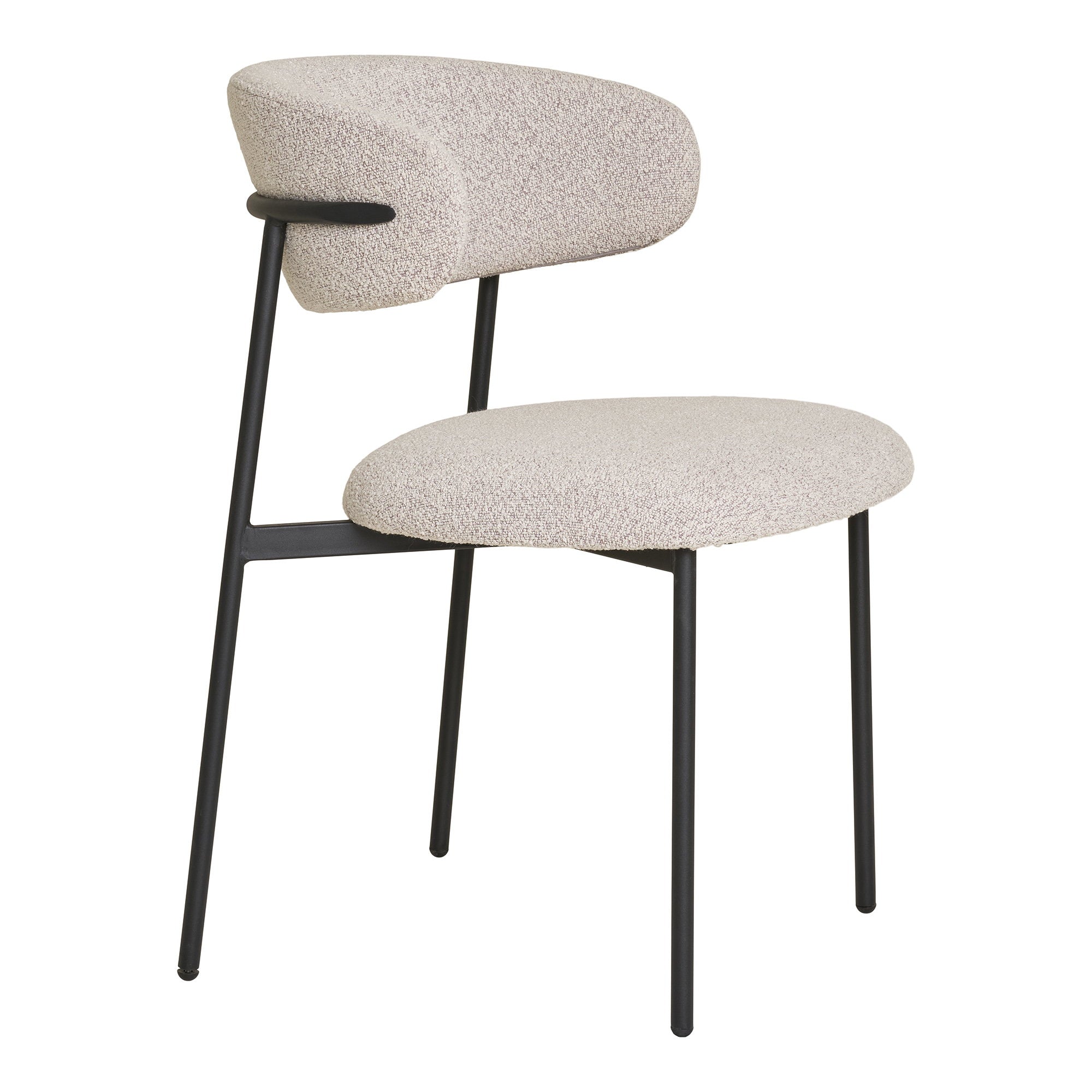 Mira Dining Chair - Dining Chair, bouclé, sand, black legs HN1267 (set of 2)