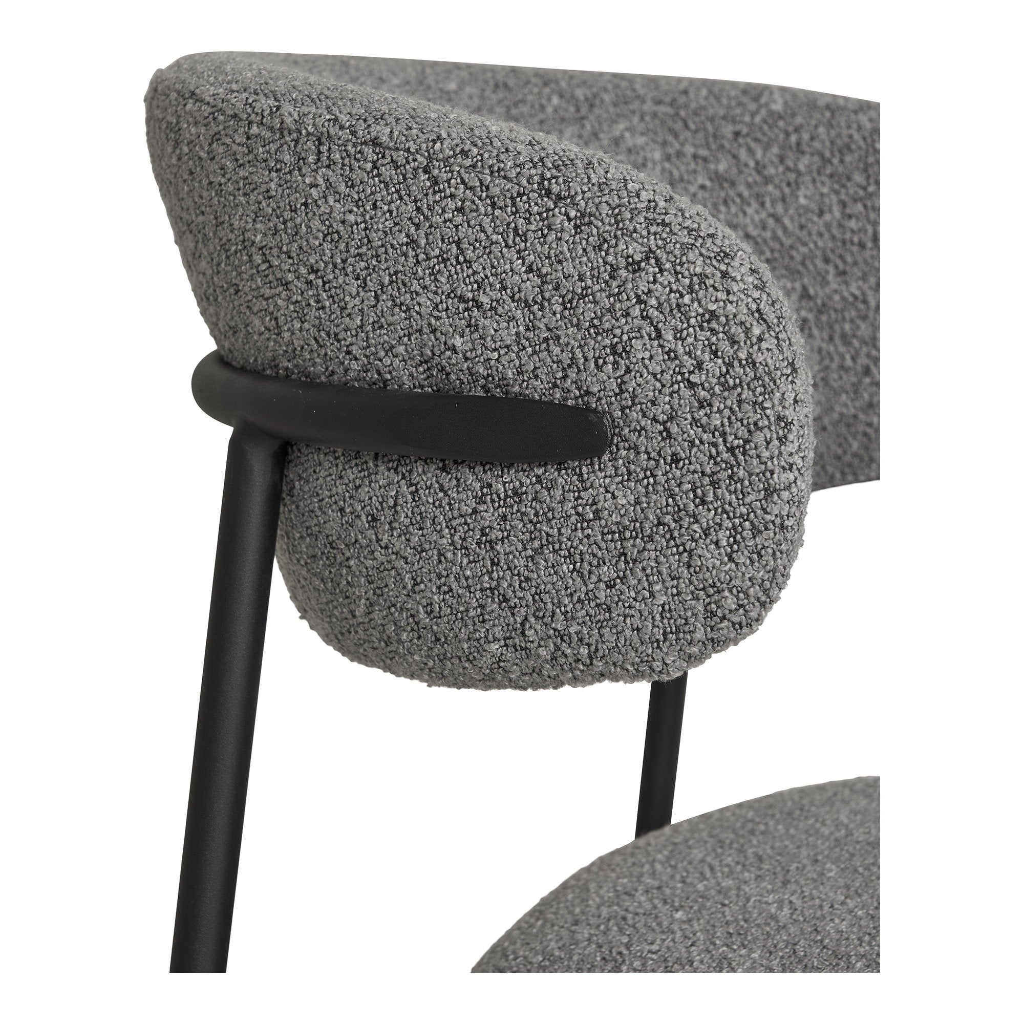 MIRA ESSZIMMERSTUHL BOUCLÉ HELLGRAU | SCHWARZE BEINE (2ER-SET)
