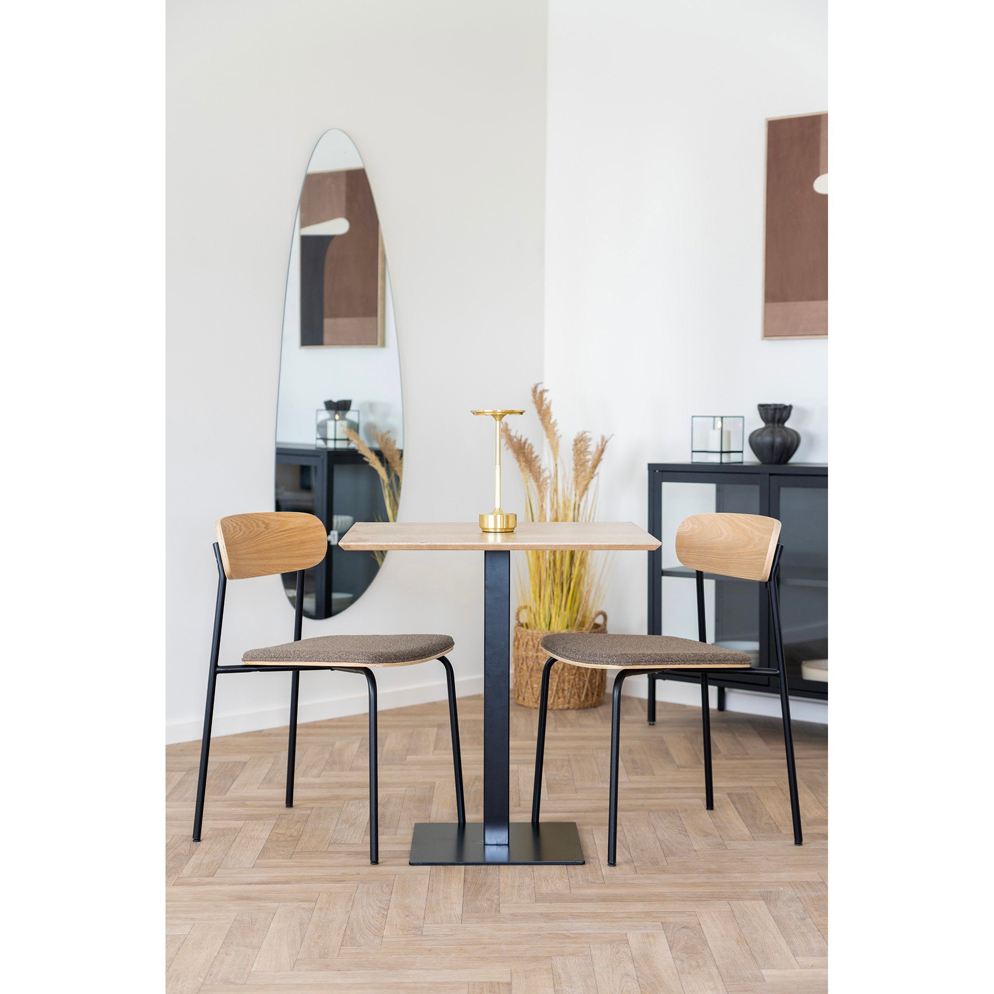 ESTEPONA DINING CHAIR HOLZ UND BRAUN | SCHWARZE BEINE (2ER-SET)