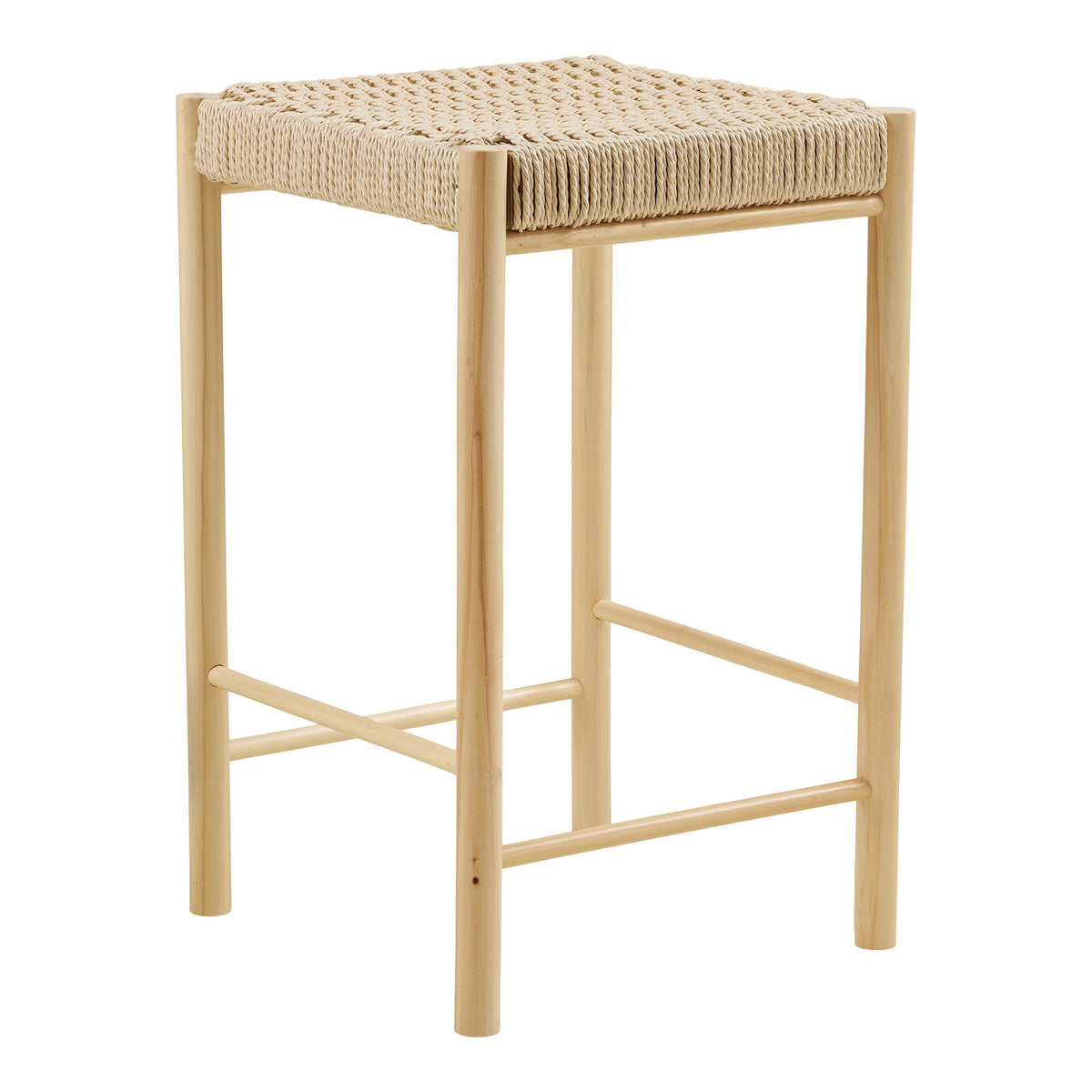 Barkruk Abano – populierenhout, naturel, 42x42x66,5 cm