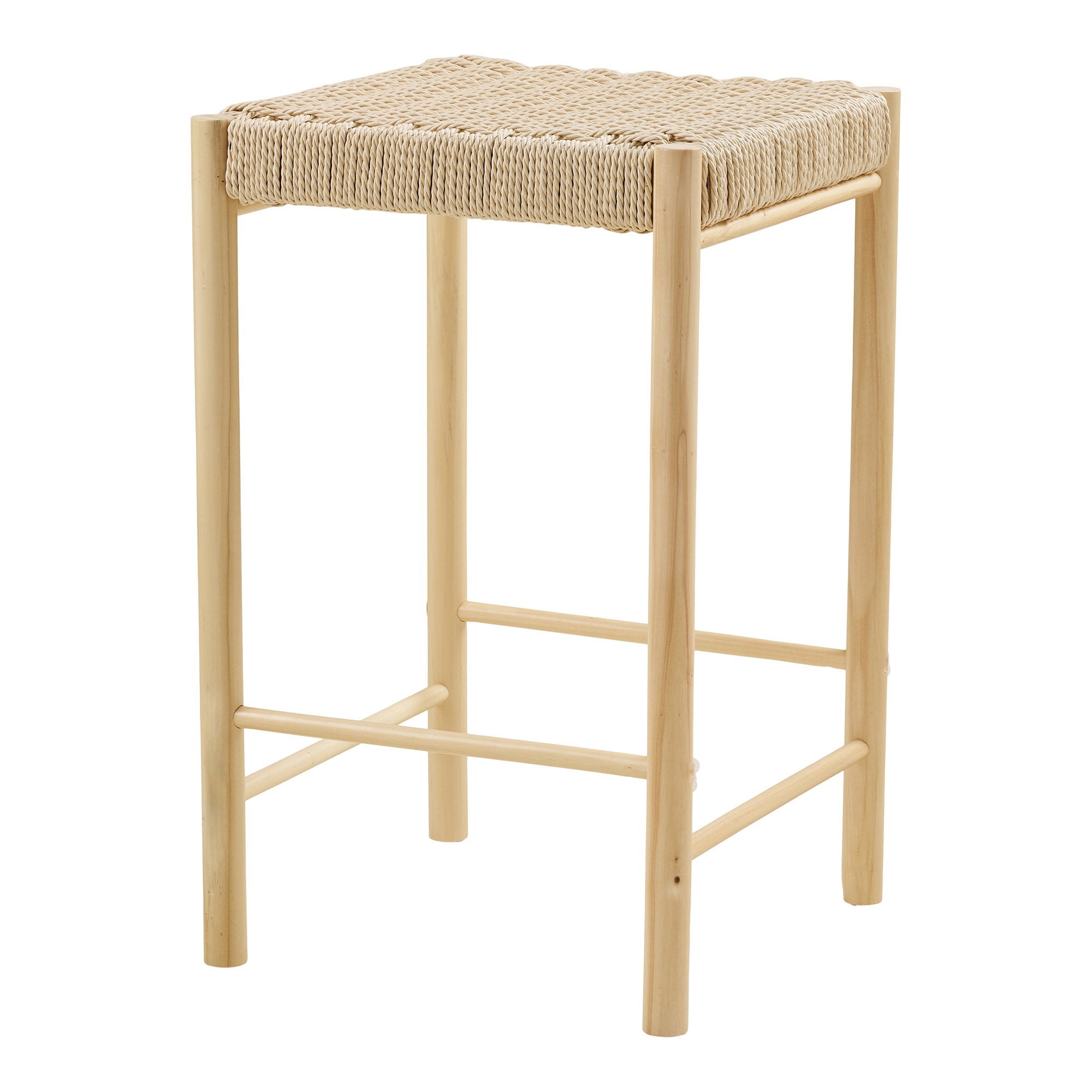 Barkruk Abano – populierenhout, naturel, 42x42x66,5 cm