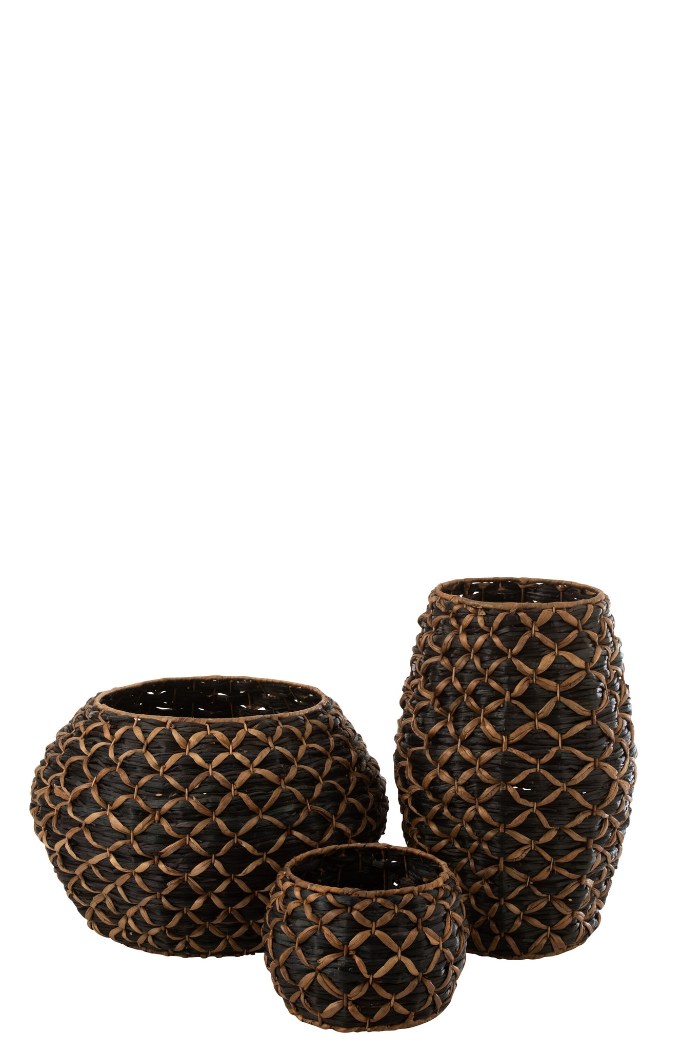 Basket Roni Ball Water Hyacinth Black/Brown Large