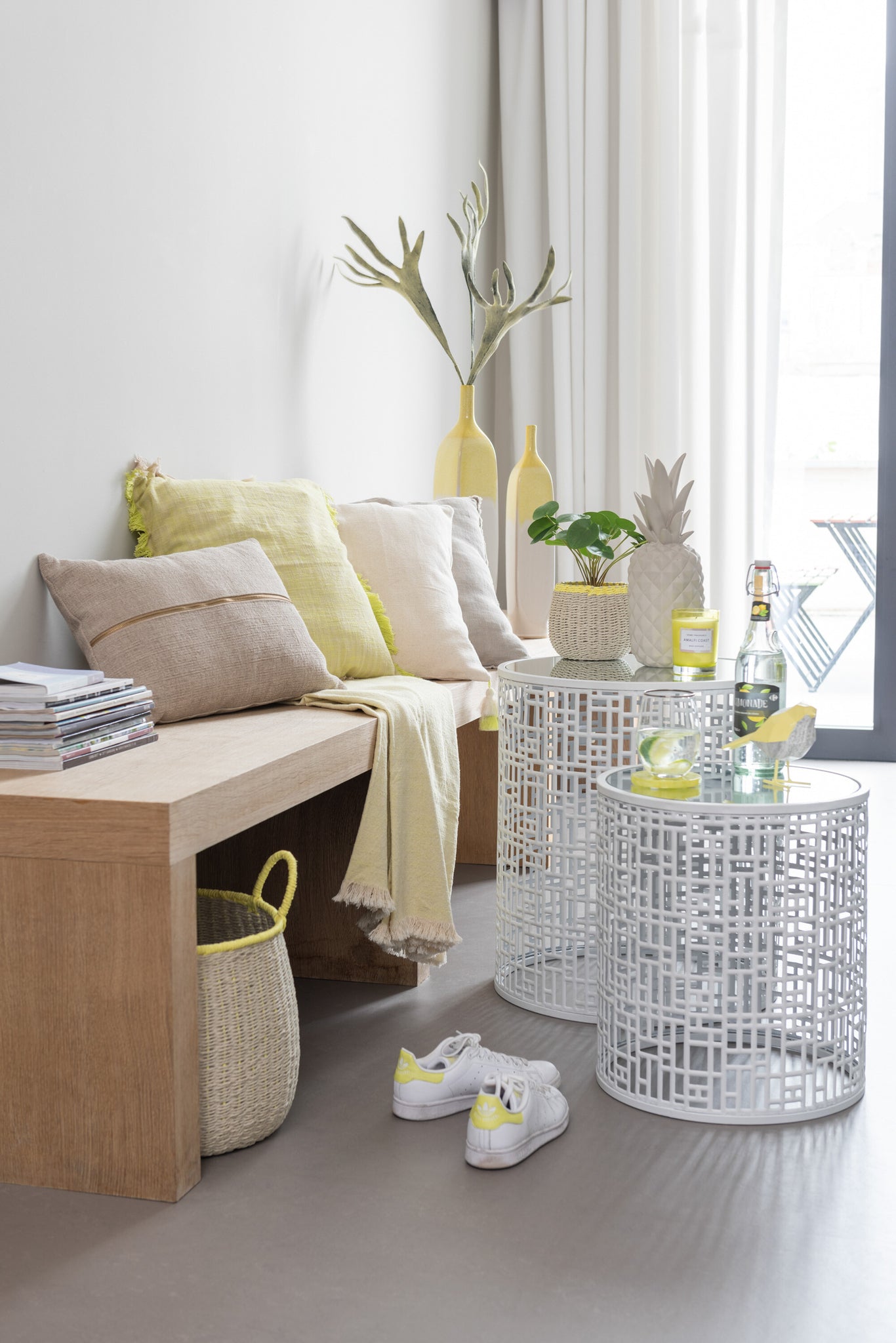 Plaid Irregular Cotton Yellow/Beige