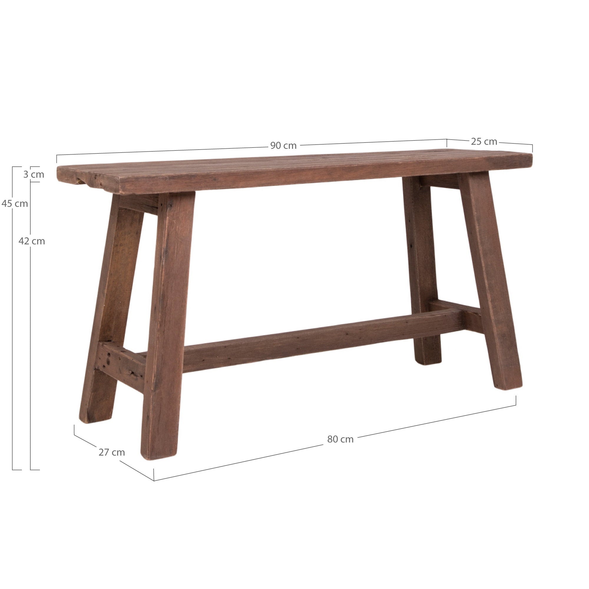 Barcelona Bench - Bank, Teak, Natur 90x25x45 cm