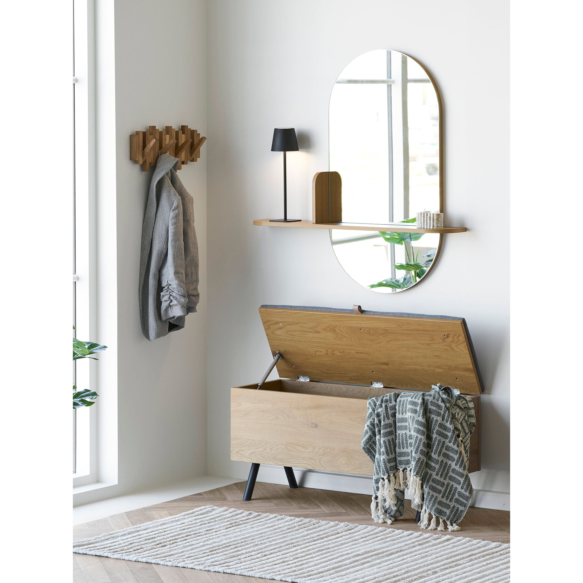 Barco bankje met opbergruimte – eikenlook 92×33×48 cm