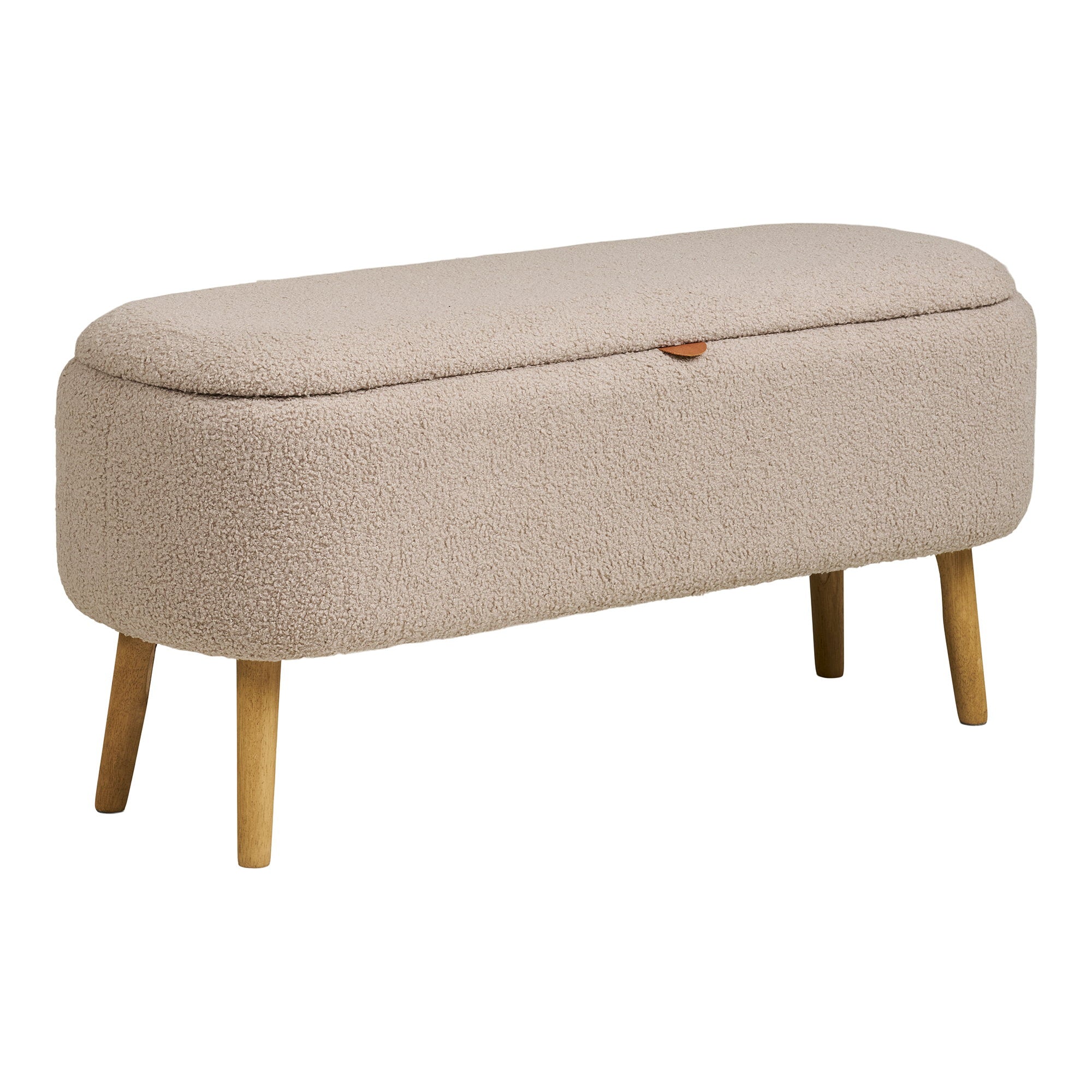 Harlow Bank - Bank mit Stauraum, Bouclé, beige 95x37x45 cm, HN1063