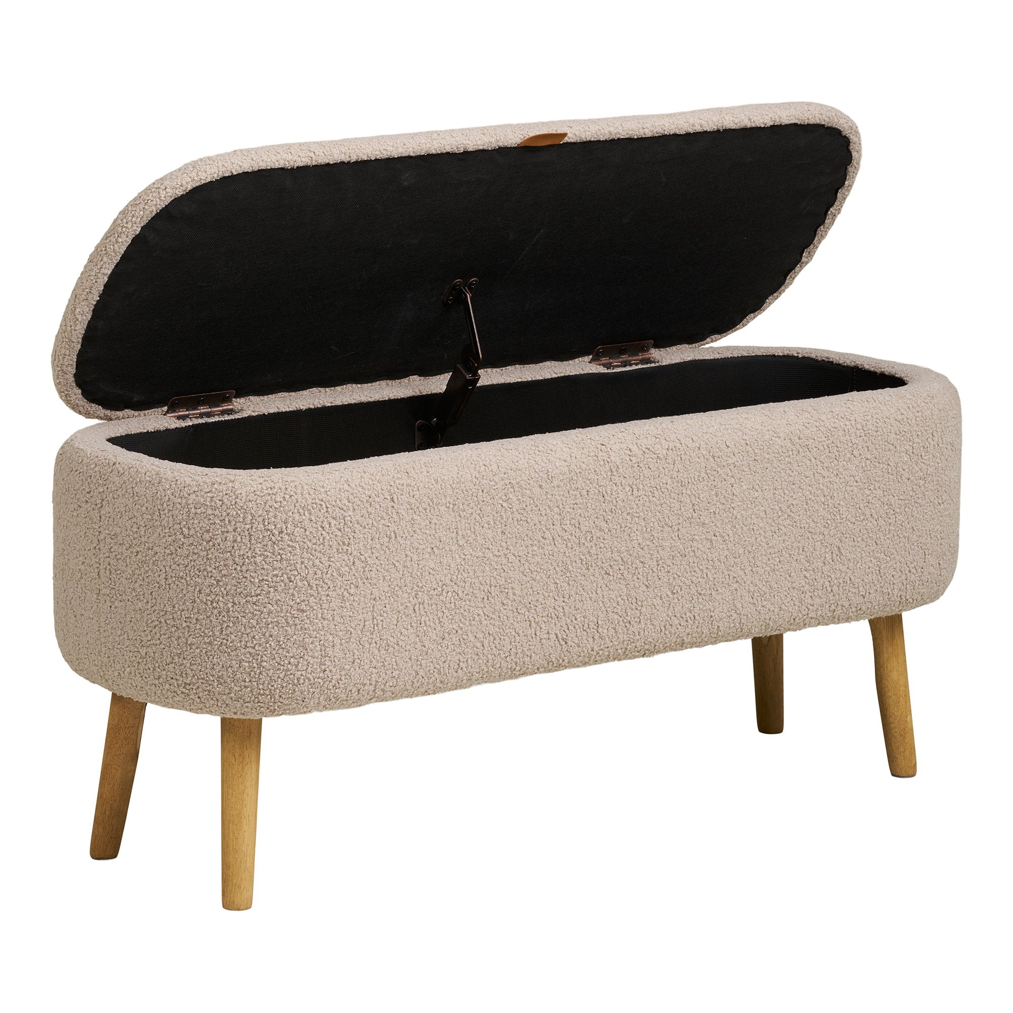 Harlow Bank - Bank mit Stauraum, Bouclé, beige 95x37x45 cm, HN1063