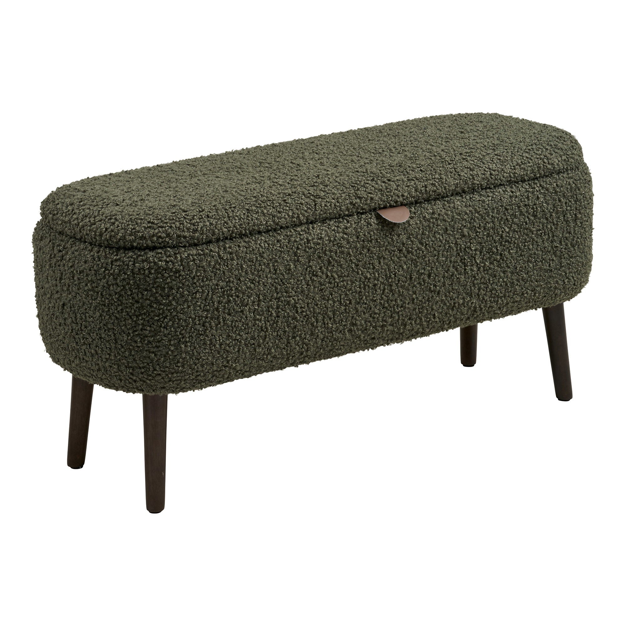 Zitbankje Harlow – teddystof, groen, 95x37x45 cm