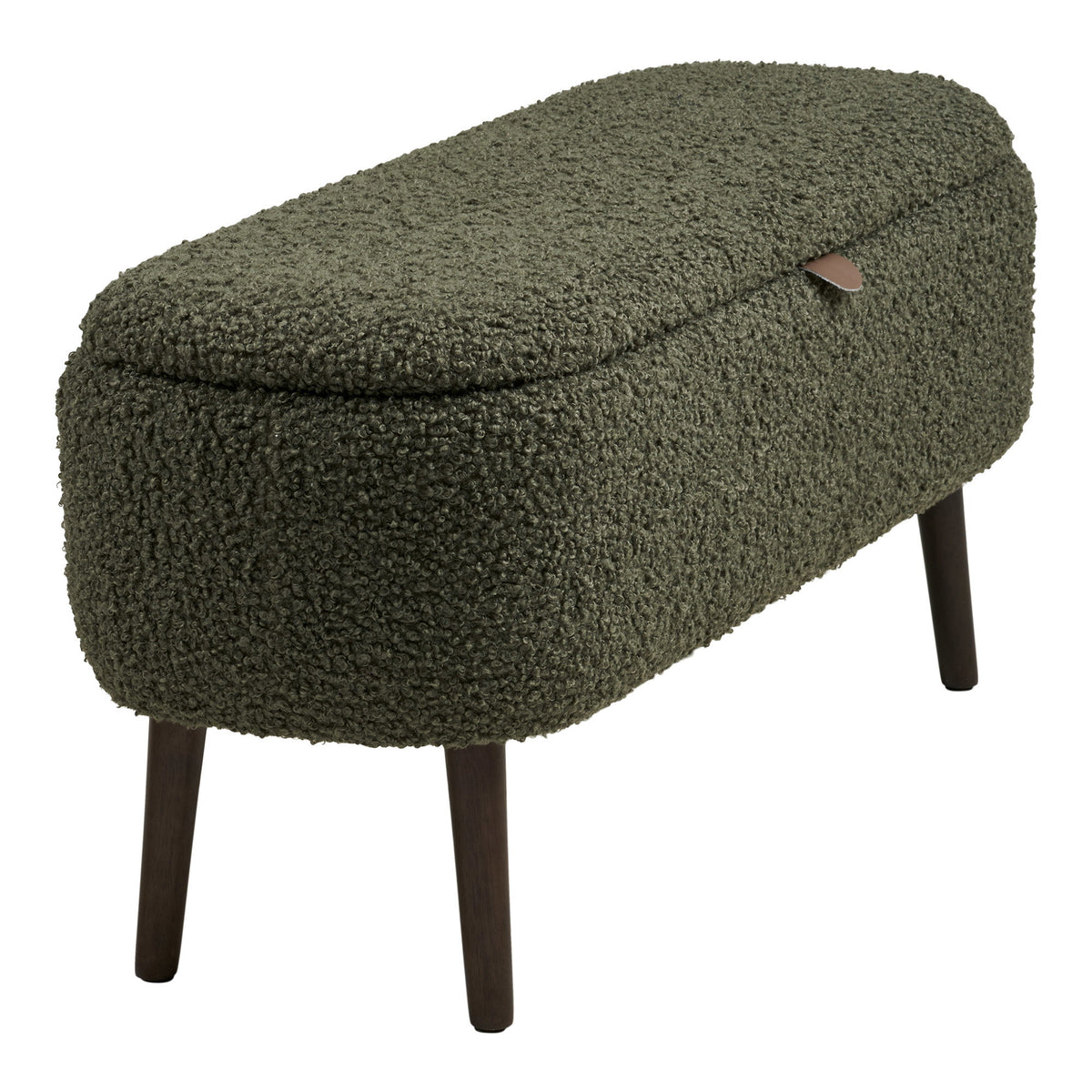 Zitbankje Harlow – teddystof, groen, 95x37x45 cm