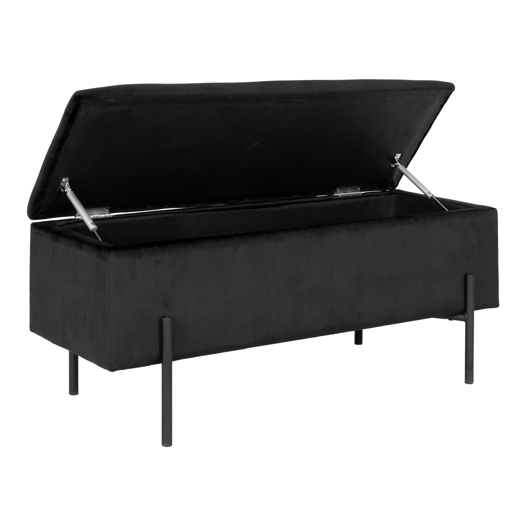 Watford Sitzbank - Sitzbank mit Stauraum, Samt, schwarz 95x36,5x43 cm, HN1207