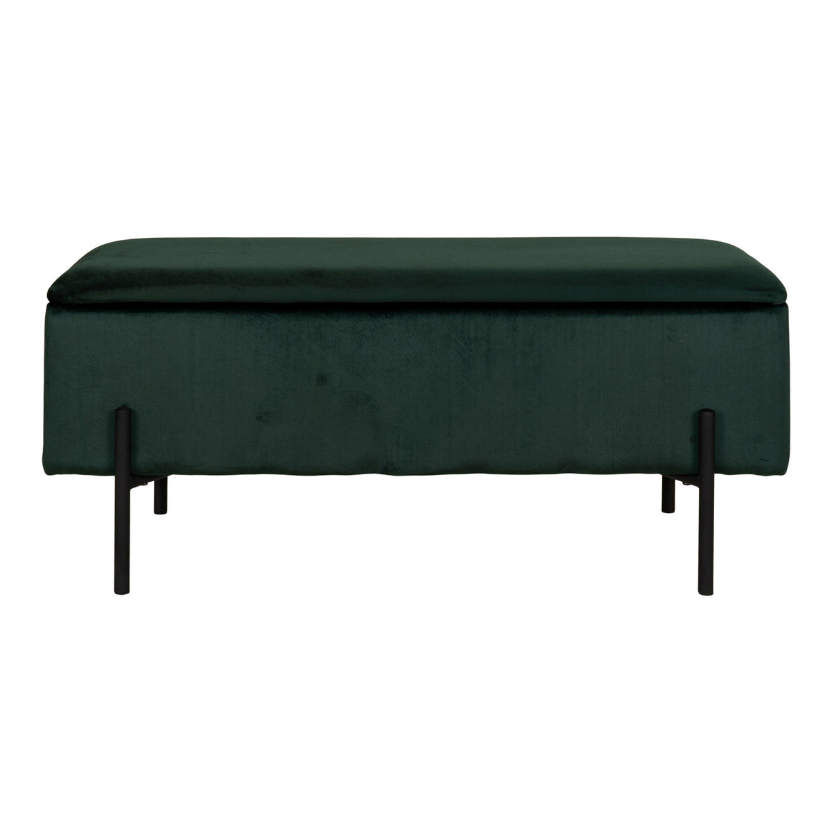 Zitbank Watford met opbergruimte – velours, groen, 95x36,5x43 cm