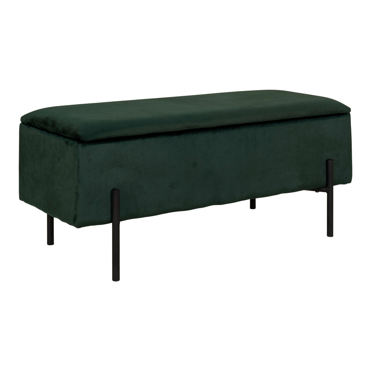 Zitbank Watford met opbergruimte – velours, groen, 95x36,5x43 cm