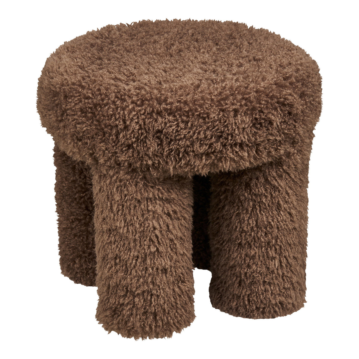 Poef Gisborne – polyester met schuim, bruin, ø42x38 cm