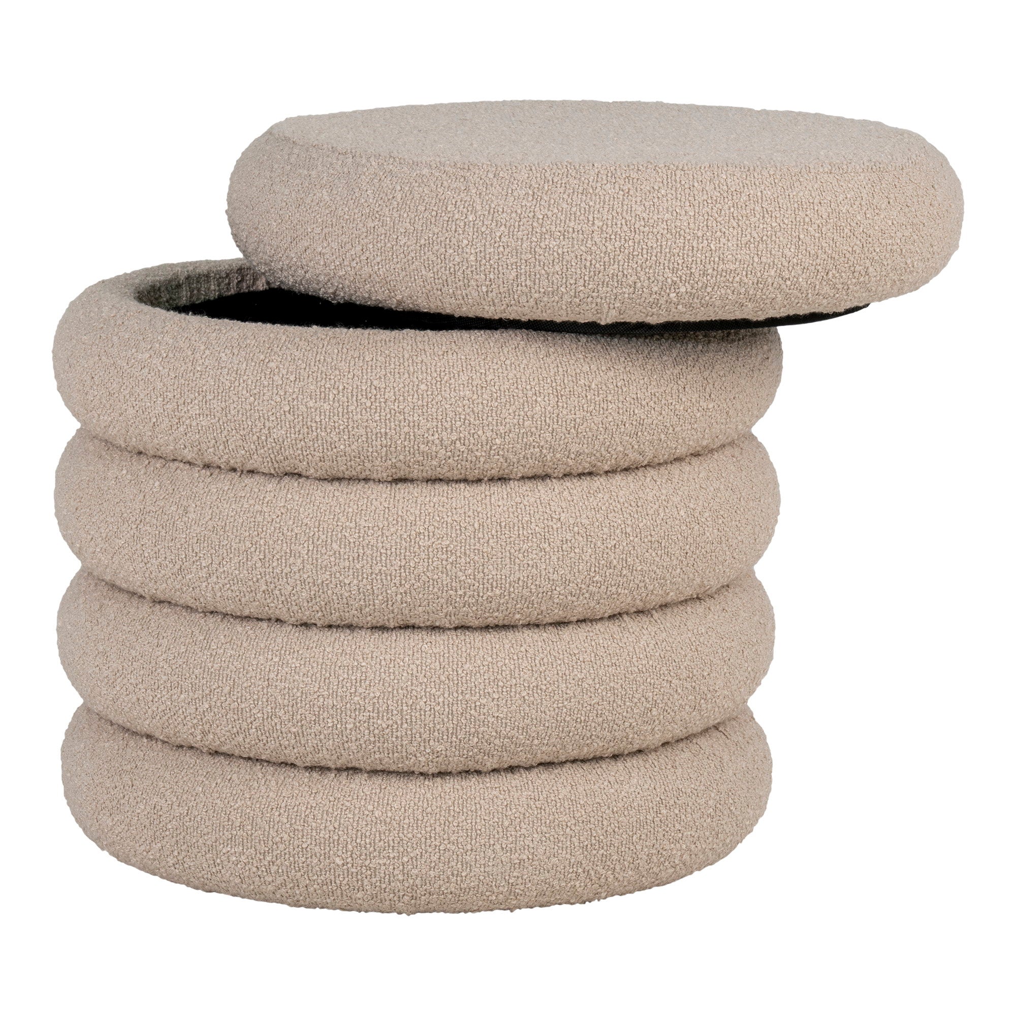 Brooklyn Pouf - Pouf mit Stauraum, Bouclé, beige ø44x44 cm, HN1242