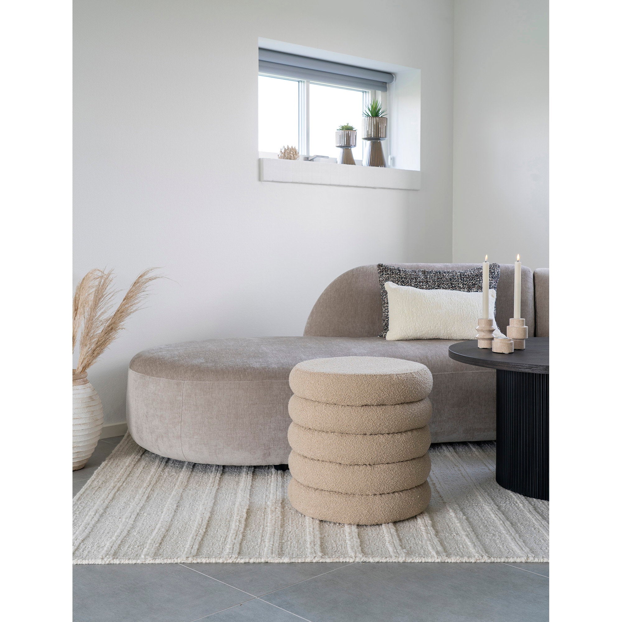 Brooklyn Pouf - Pouf mit Stauraum, Bouclé, beige ø44x44 cm, HN1242