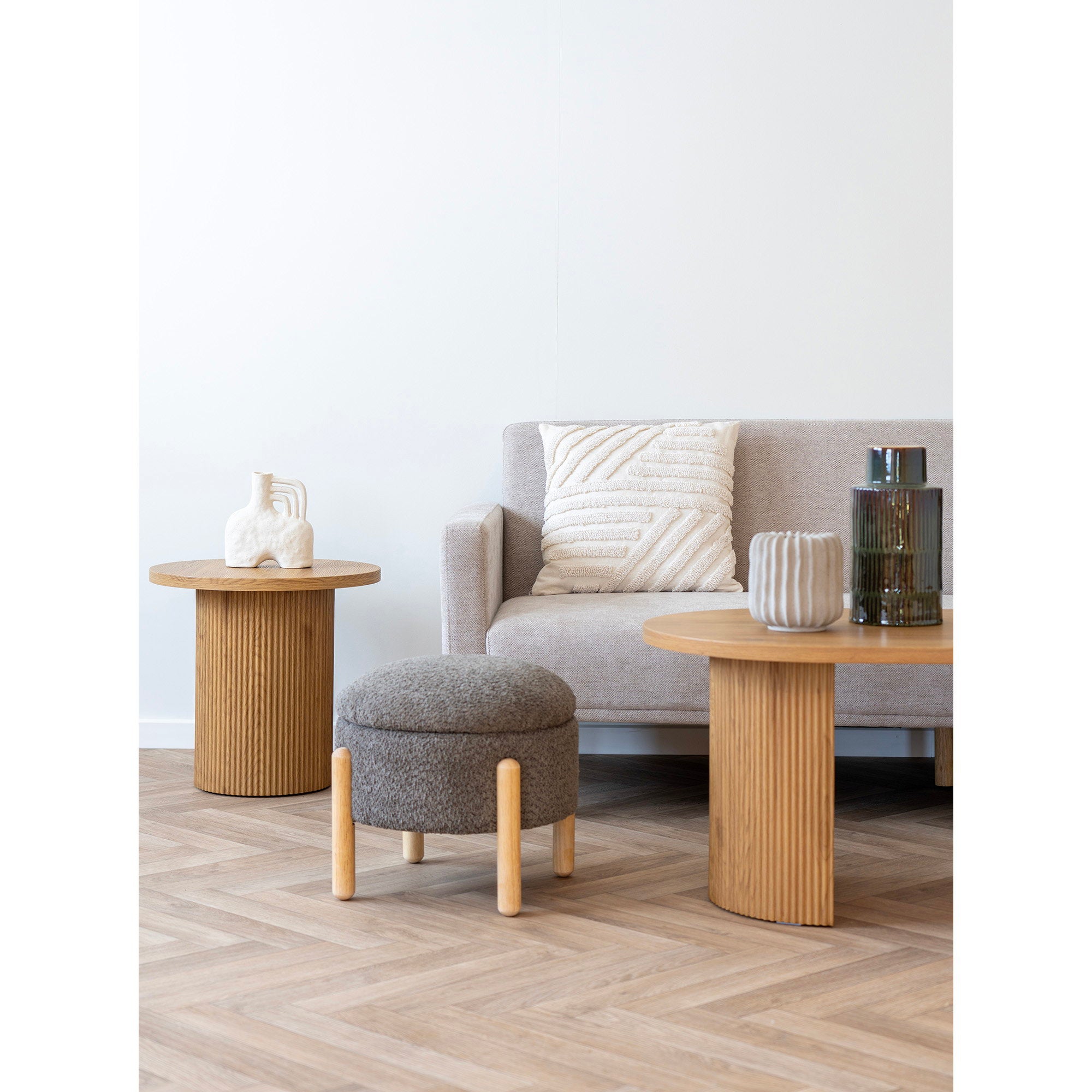 Medas Pouf - Pouf mit Stauraum, braun/natur ø45x36 cm, HN1237