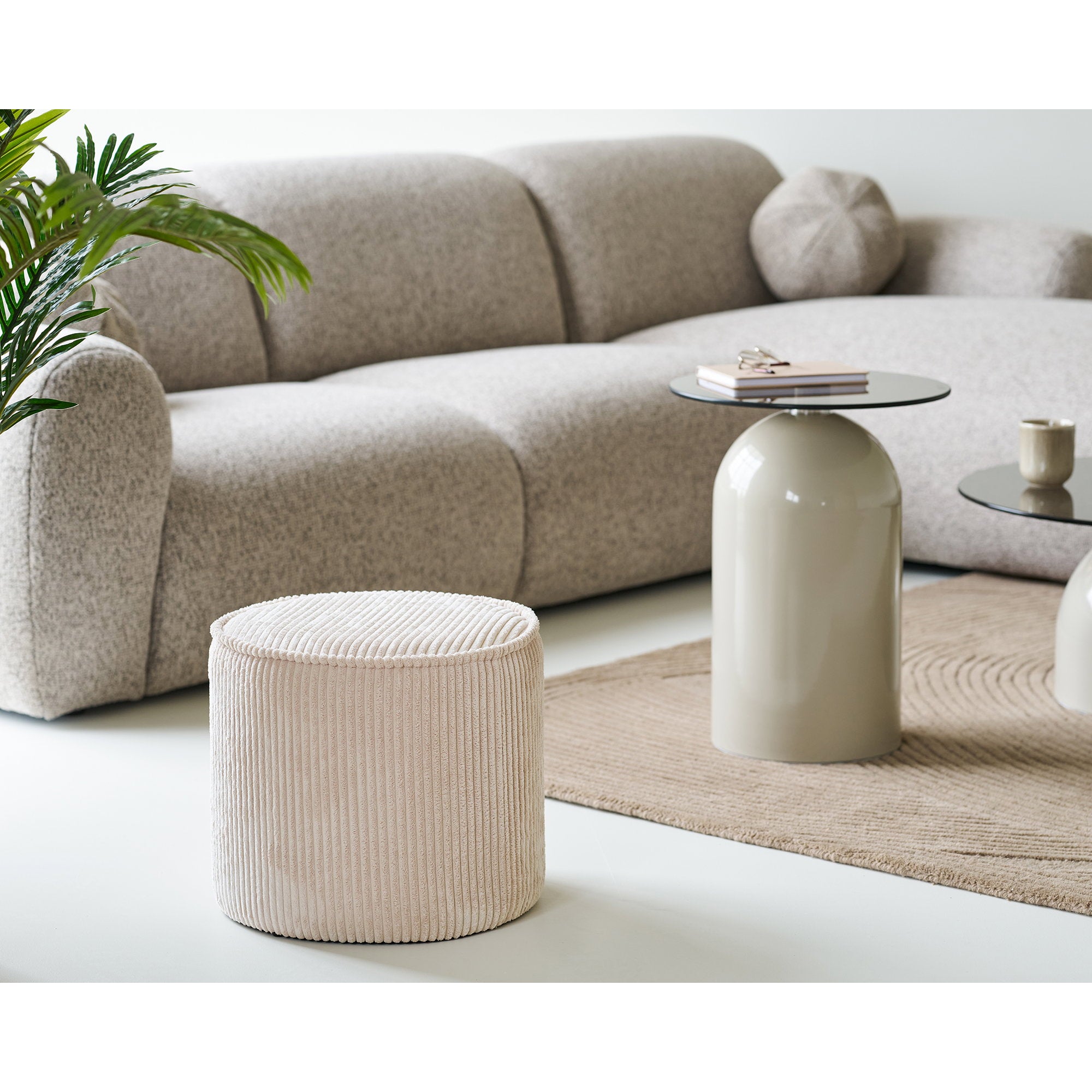 Taupo Pouf - Pouf, Kord, beige ø40x35 cm, HN1424