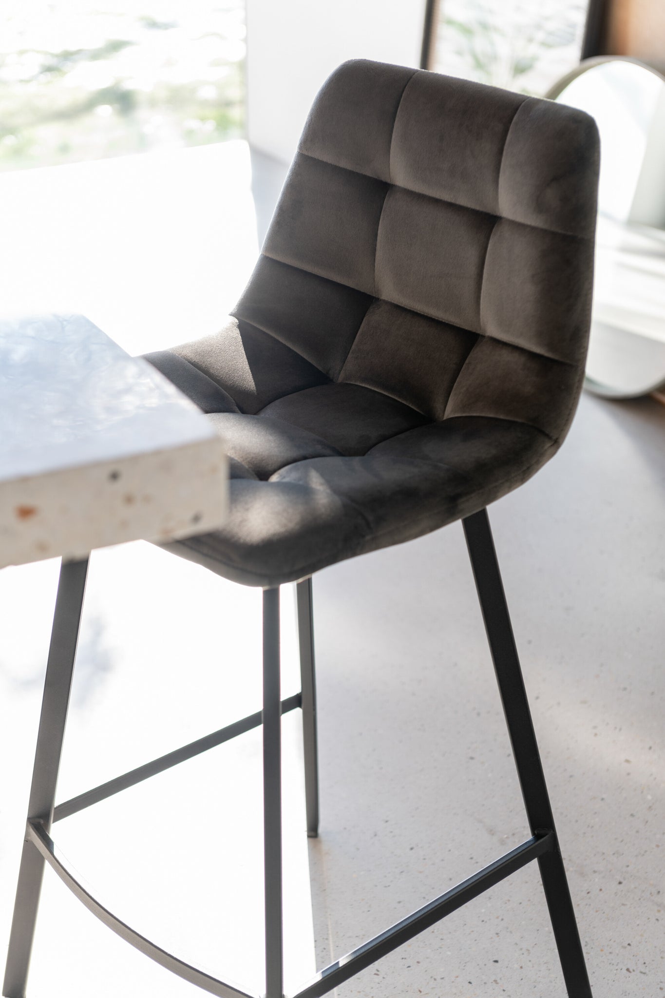 Barstool Olivier Textile/Metal Grey