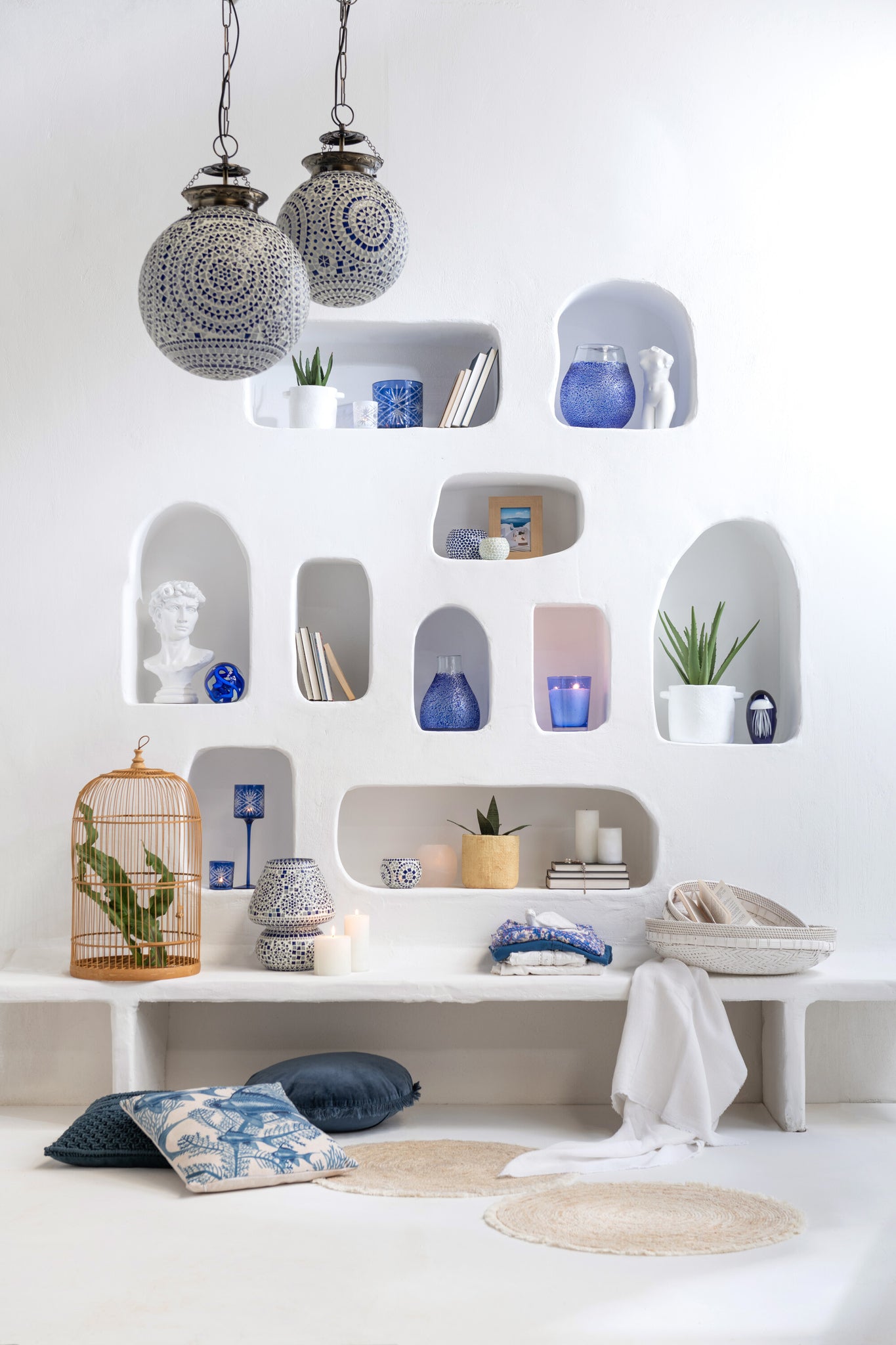 Mat Tassel Band Maize Peel/Cotton Beige White