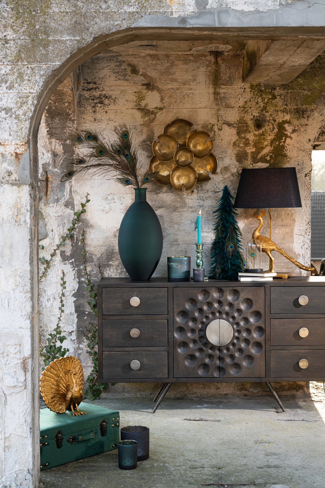 Closet Low Etnic 2Doors+6Drawers Mango Wood Brown