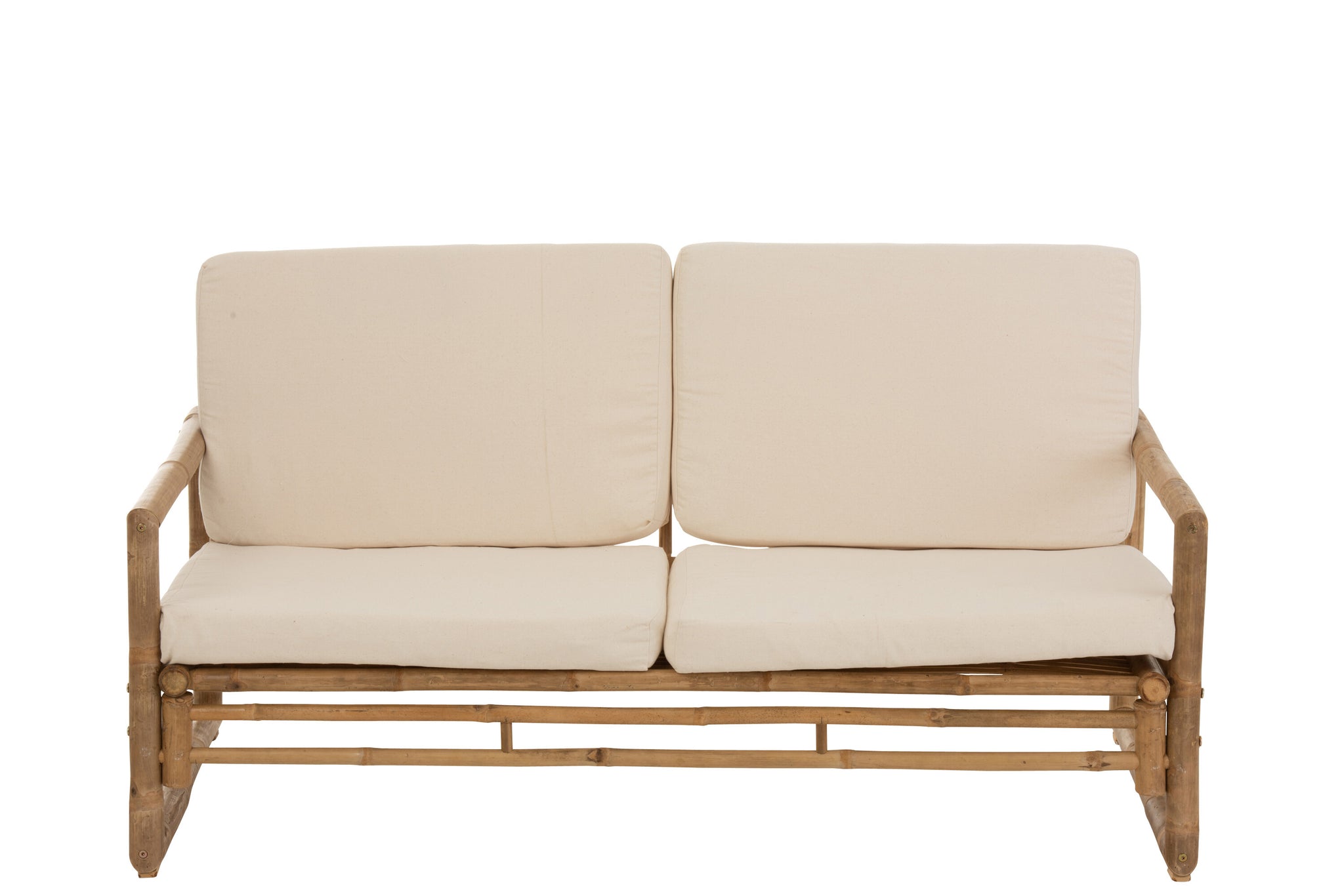 Sofa 2 People Bamboo+Textile Natural/White
