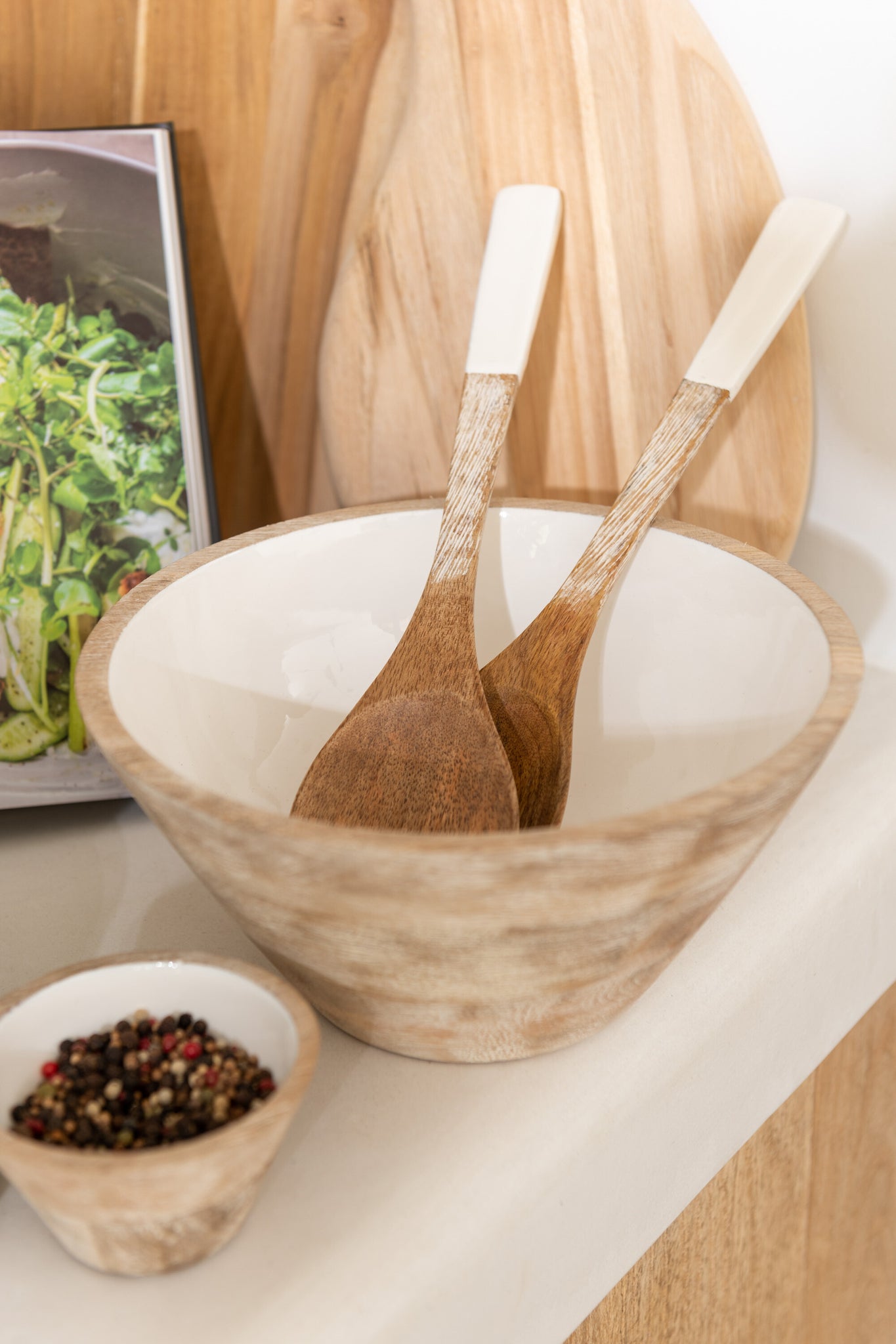 Bowl Mango Wood White Medium