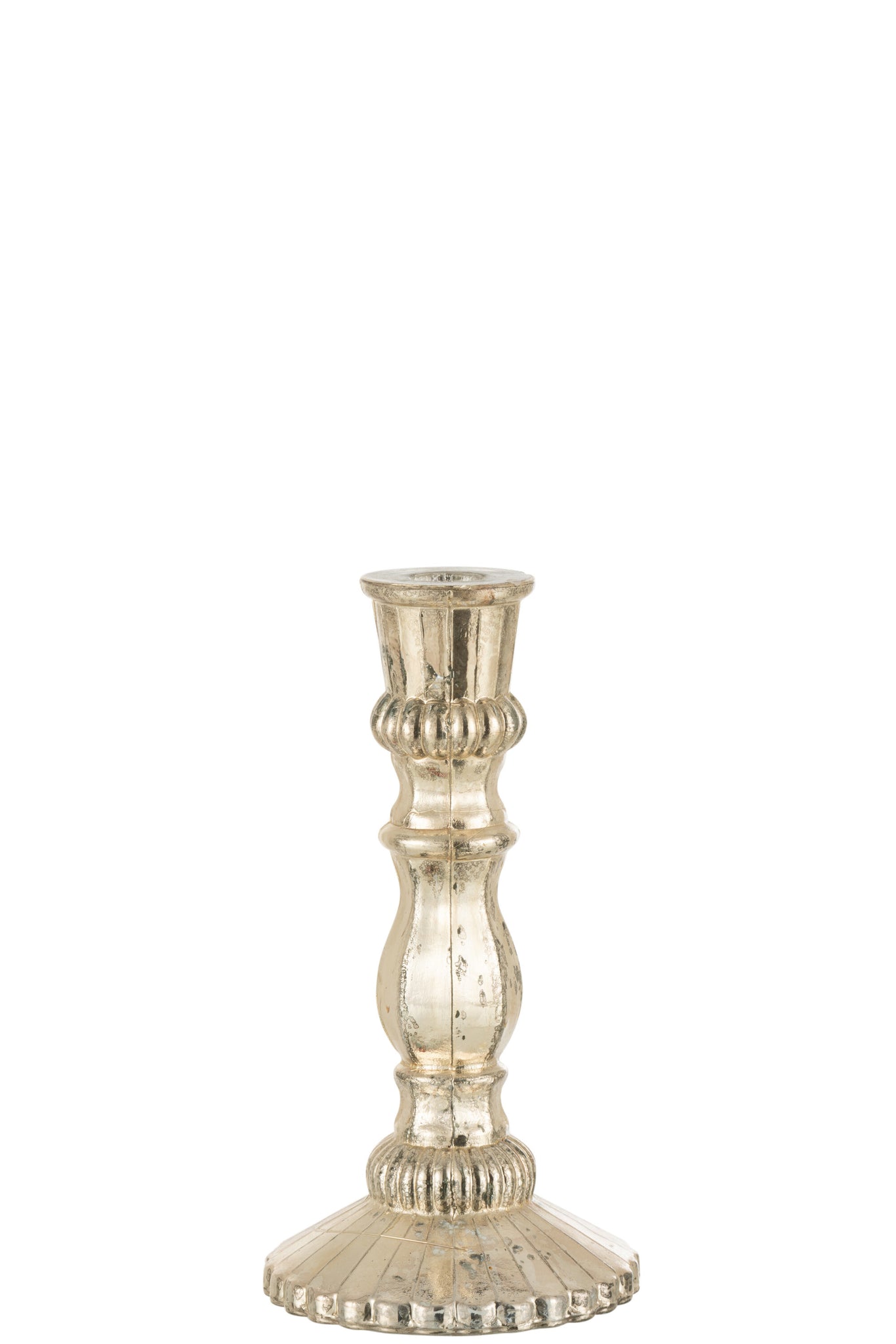 Candle Holder Oriental Glass Silver Large