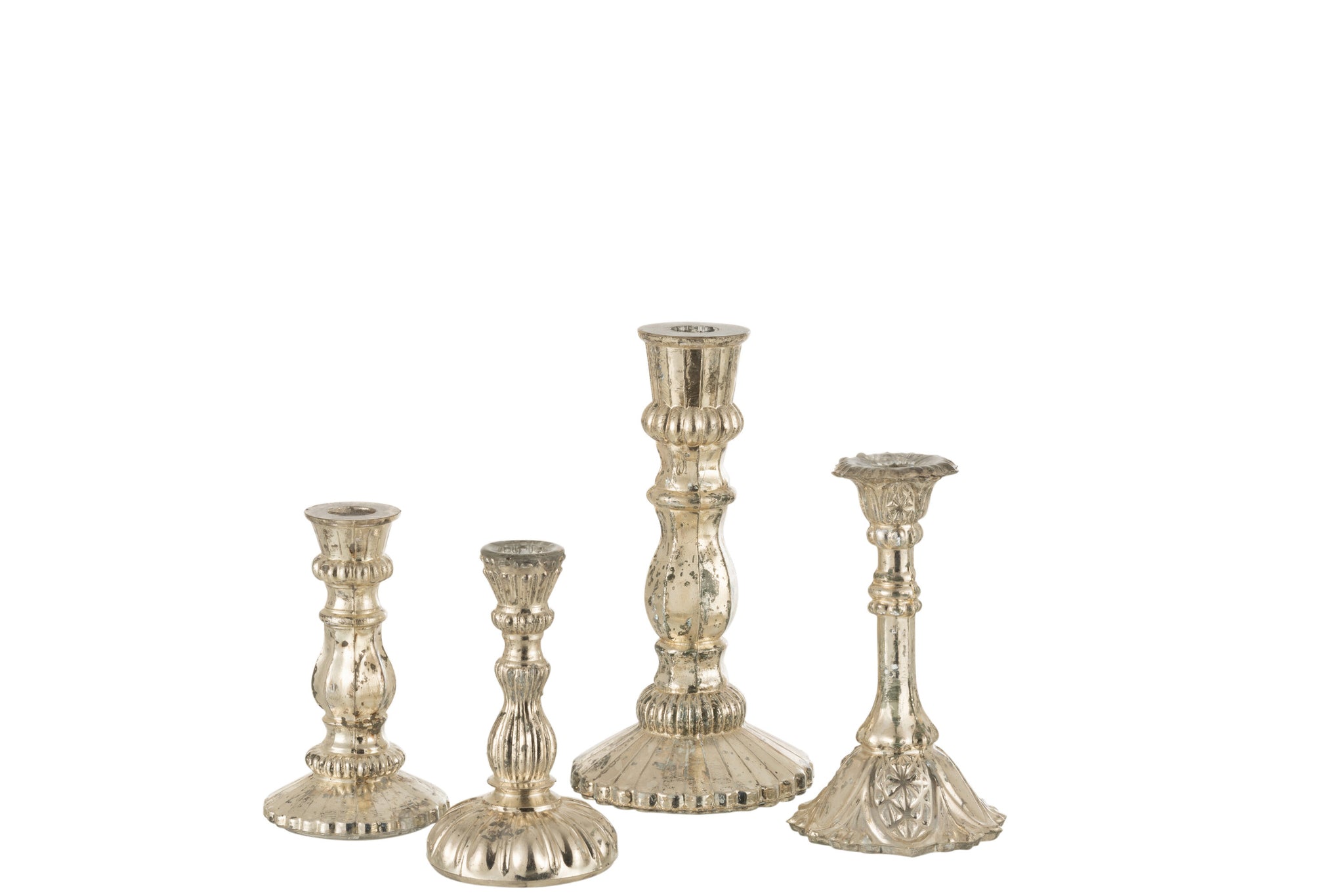 Candle Holder Oriental Glass Silver Large