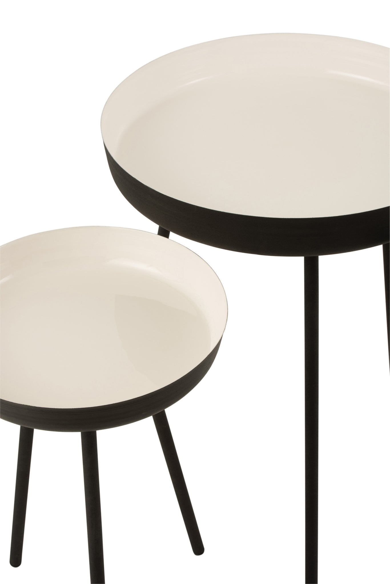 Set Of 3 Sidetables Metal Black/White