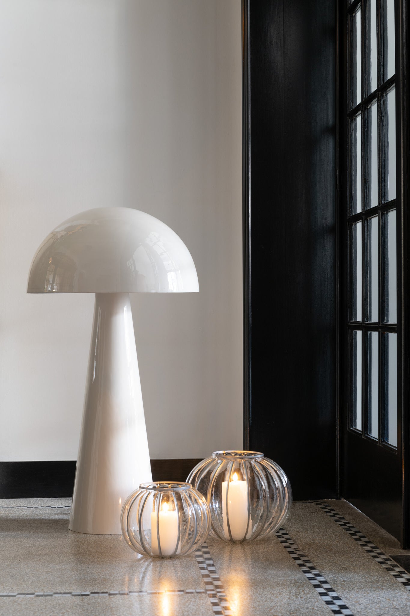 Lamp Mushroom Metal Shining White Extra Large