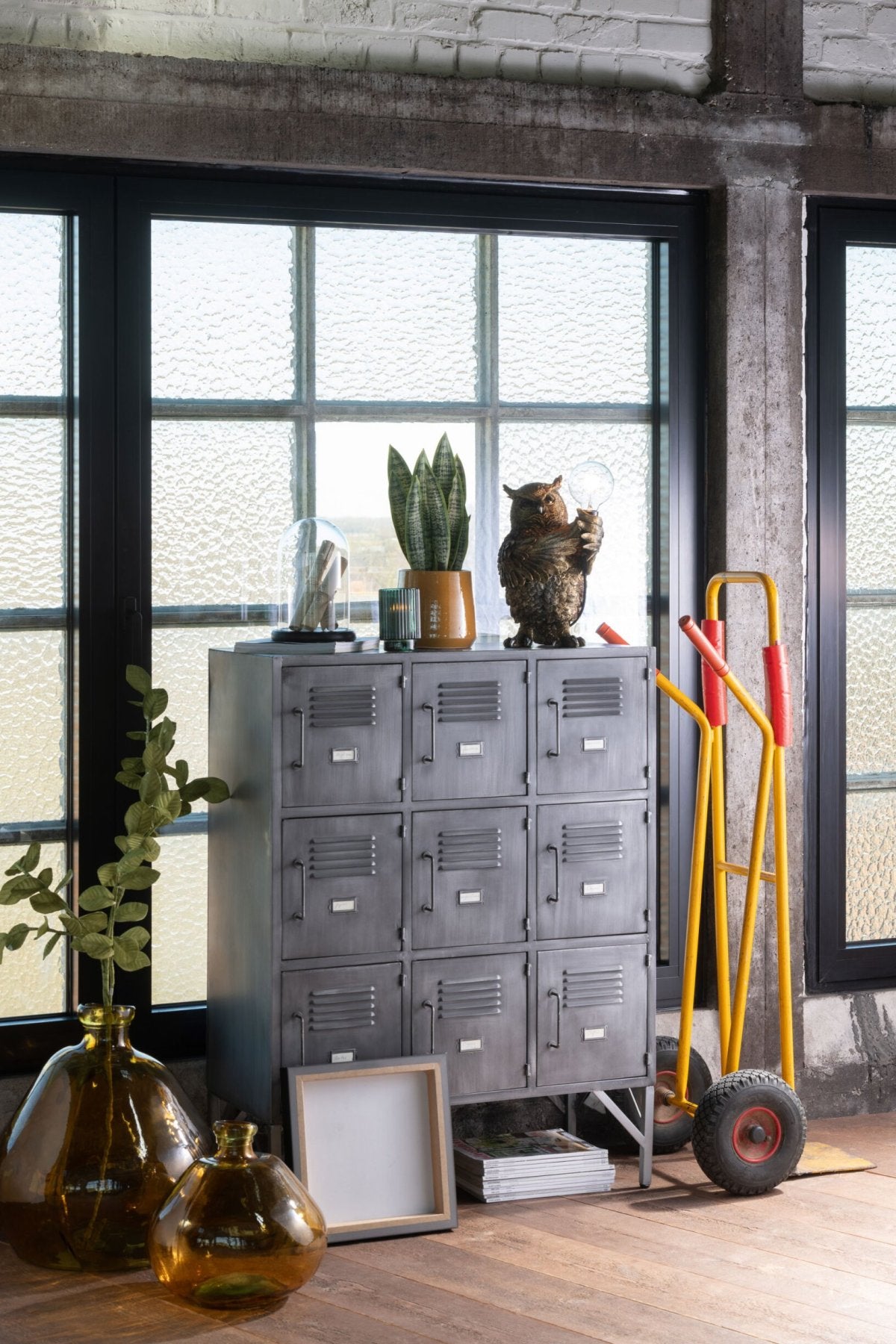 Schrank 9 Türen – Metall, silber, 86x41x114 cm