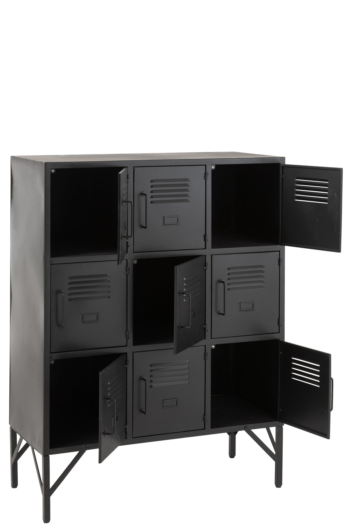 Cupboard 9Doors Metal Black