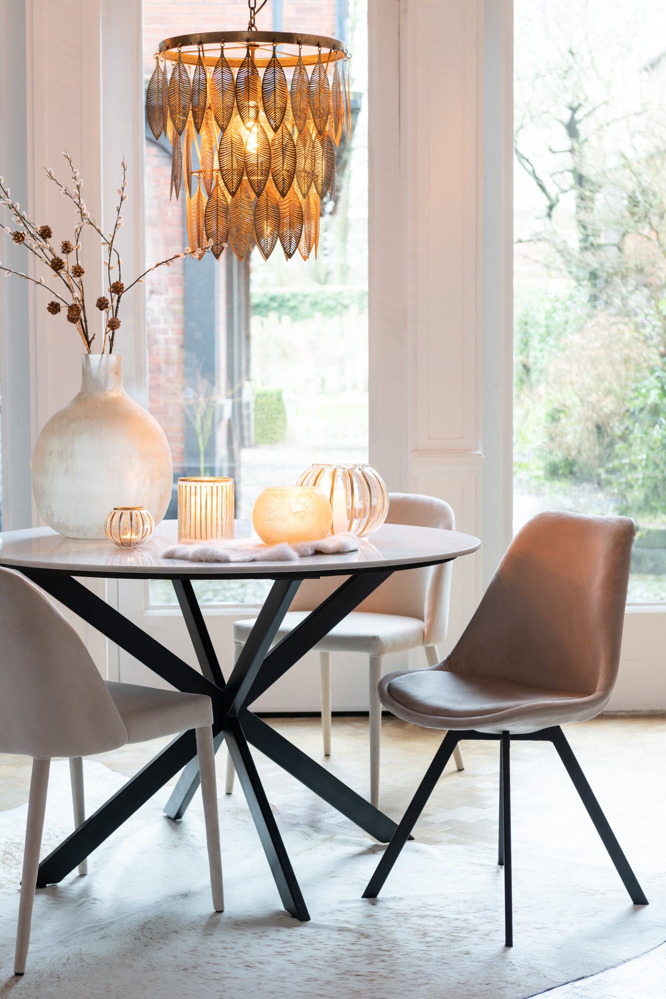 Chair Helene Metal/Textile Beige